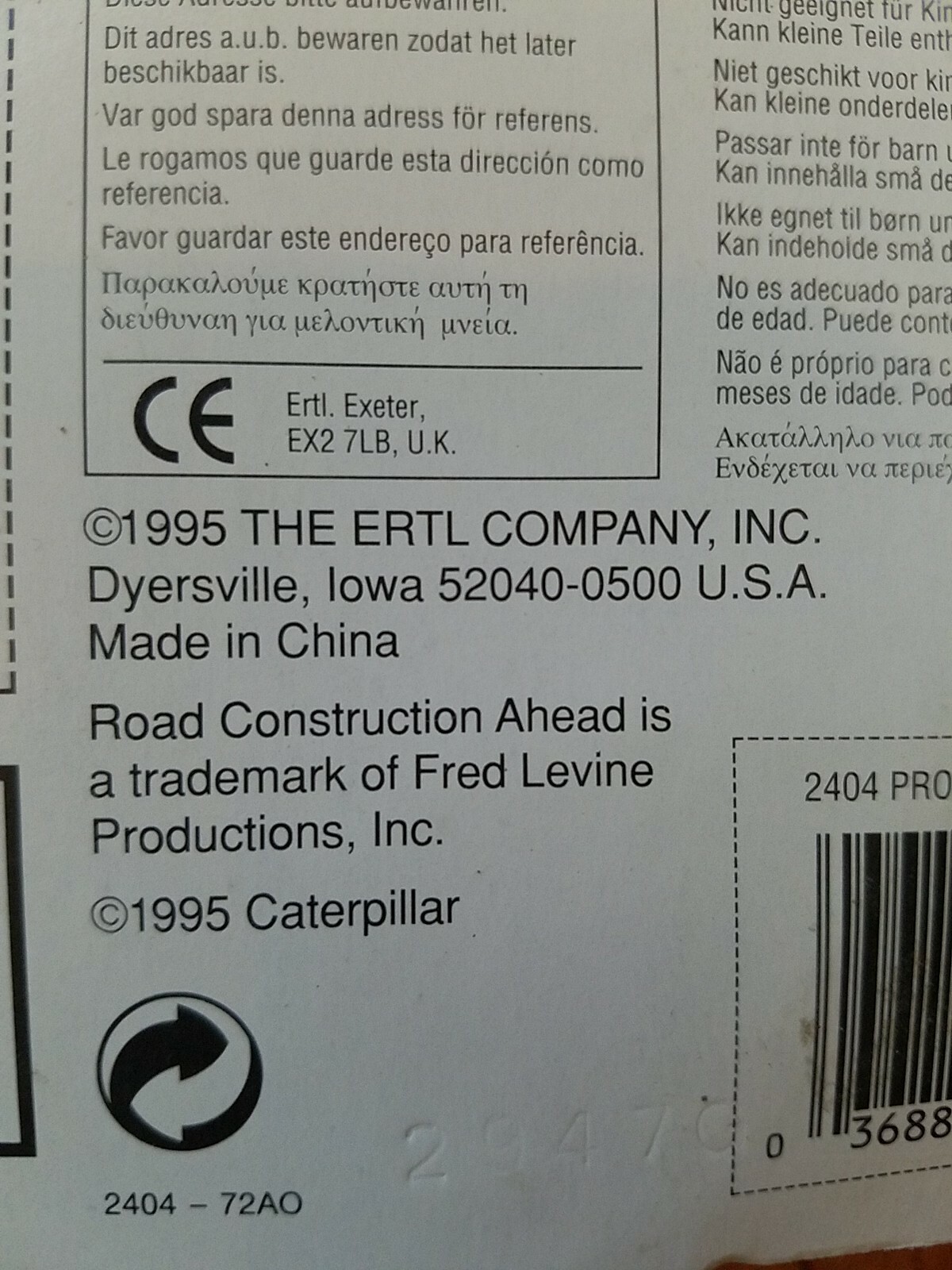 1995 Ertl Road Construction Ahead Caterpillar Challenger 85C Tractor Diecast