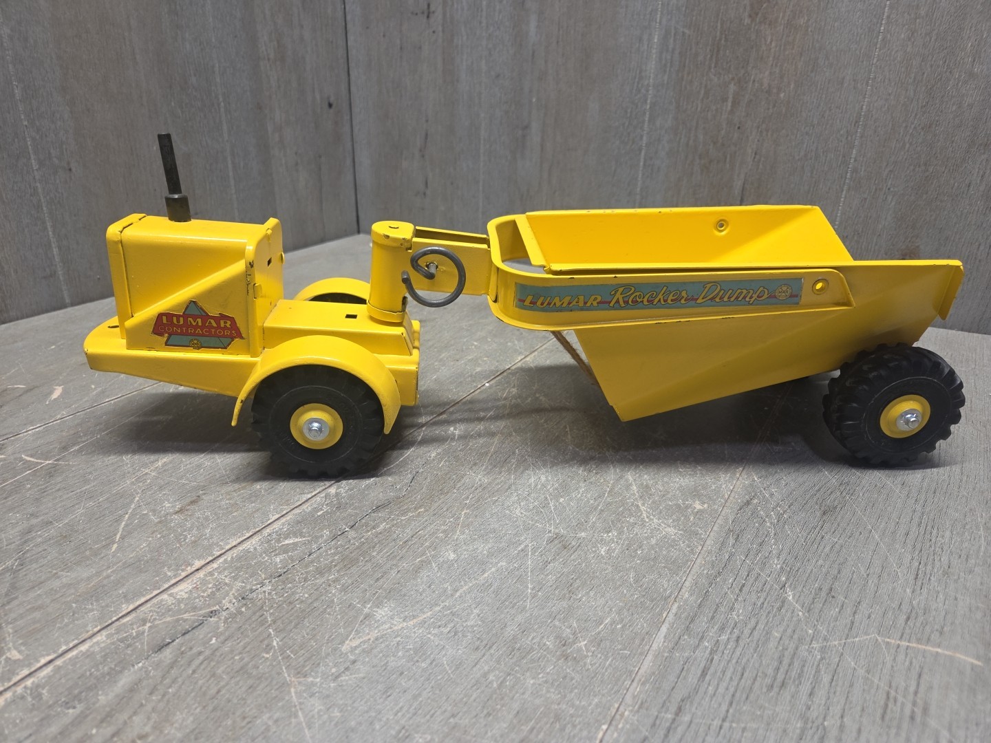 Vintage Marx Lumar Earth Hauler Pressed Steel Loader Truck Vehicle Toy 19″ Long