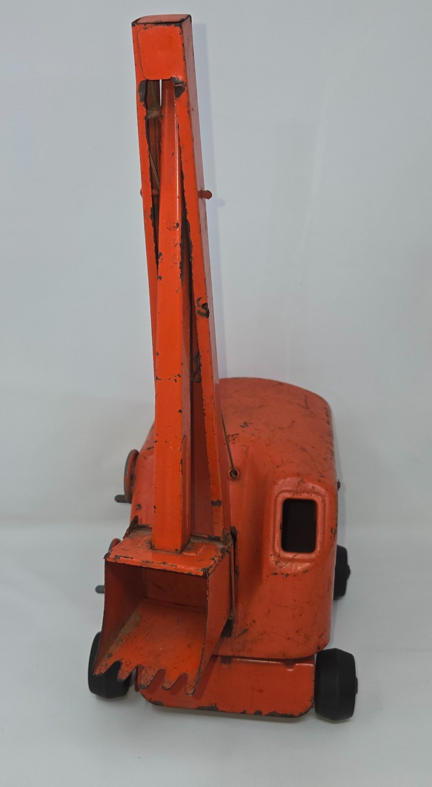 Vintage Pressed Steel Structo Construction Steam Shovel Orange Top Gear Works