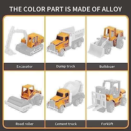 Kids Construction Toys Construction Truck Toys Set w/Crane Excavator Forklift…