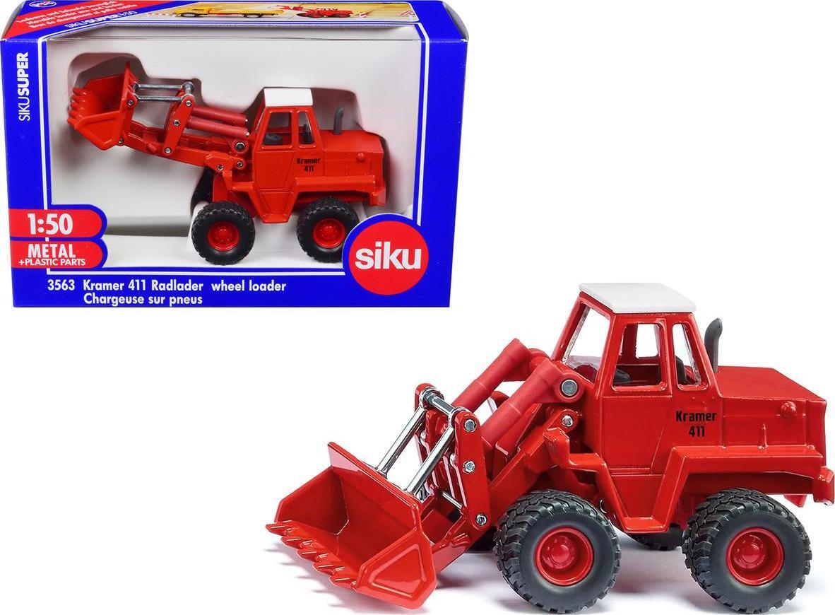 Kramer 411 Wheel Loader Red with White Top 1/50 Diecast Model by Siku