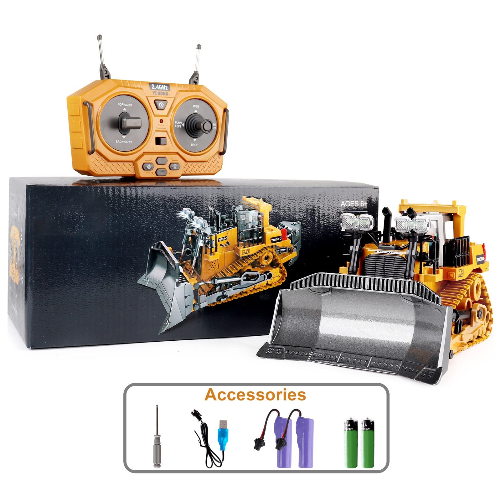 Rc Bulldozer Toys for Boys,Construction Remote Control Bulldozer with Metal b…
