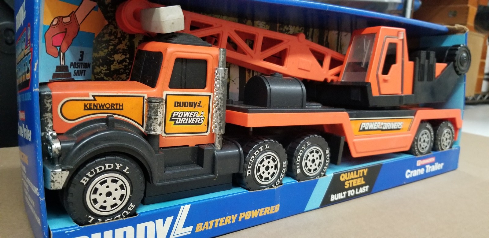 Vintage 1983 Buddy L Kenworth Crane Trailer Battery Powered New In Box MIB W5