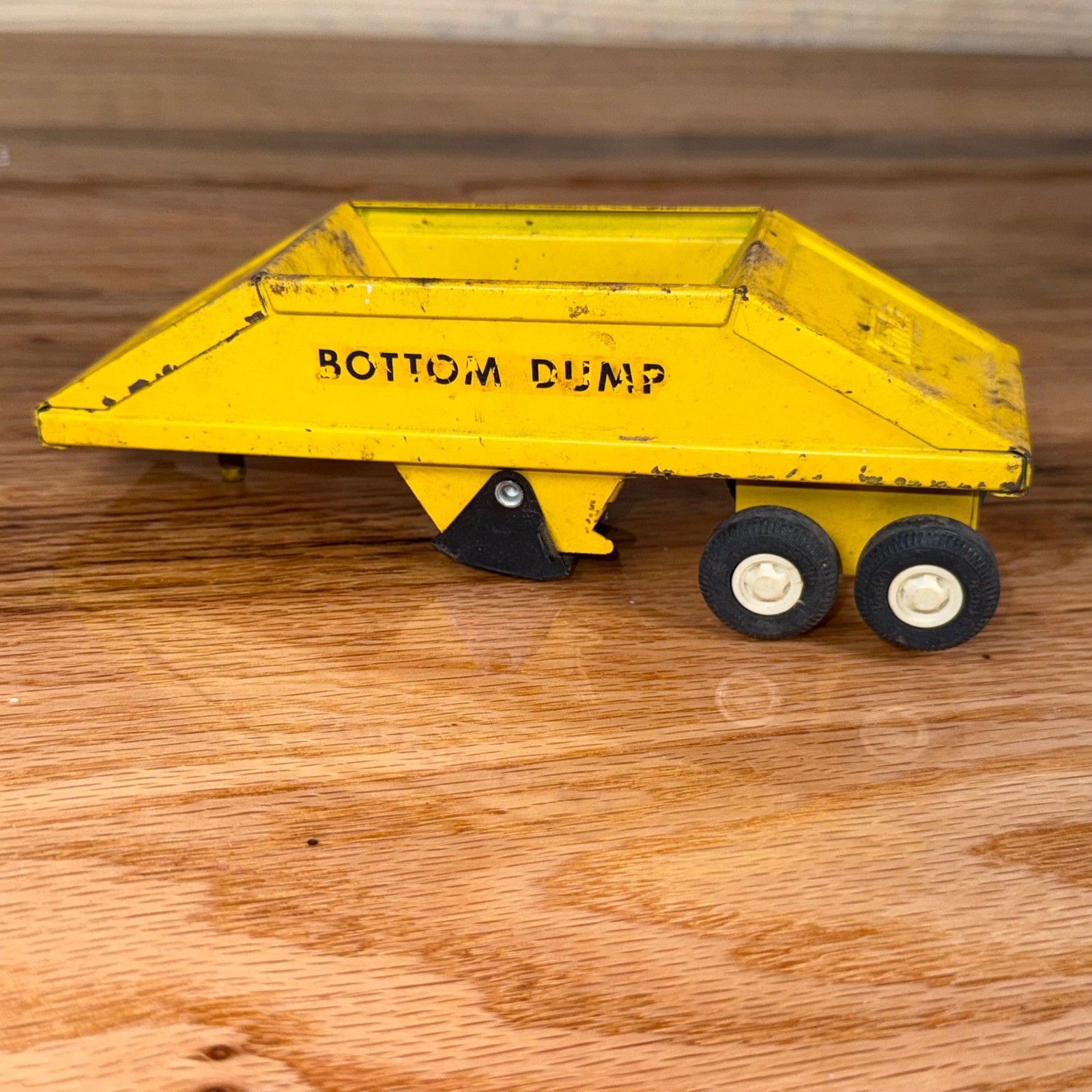Vintage Tonka Bottom Dump Trailer Pressed Steel Yellow Toy Truck Attachment