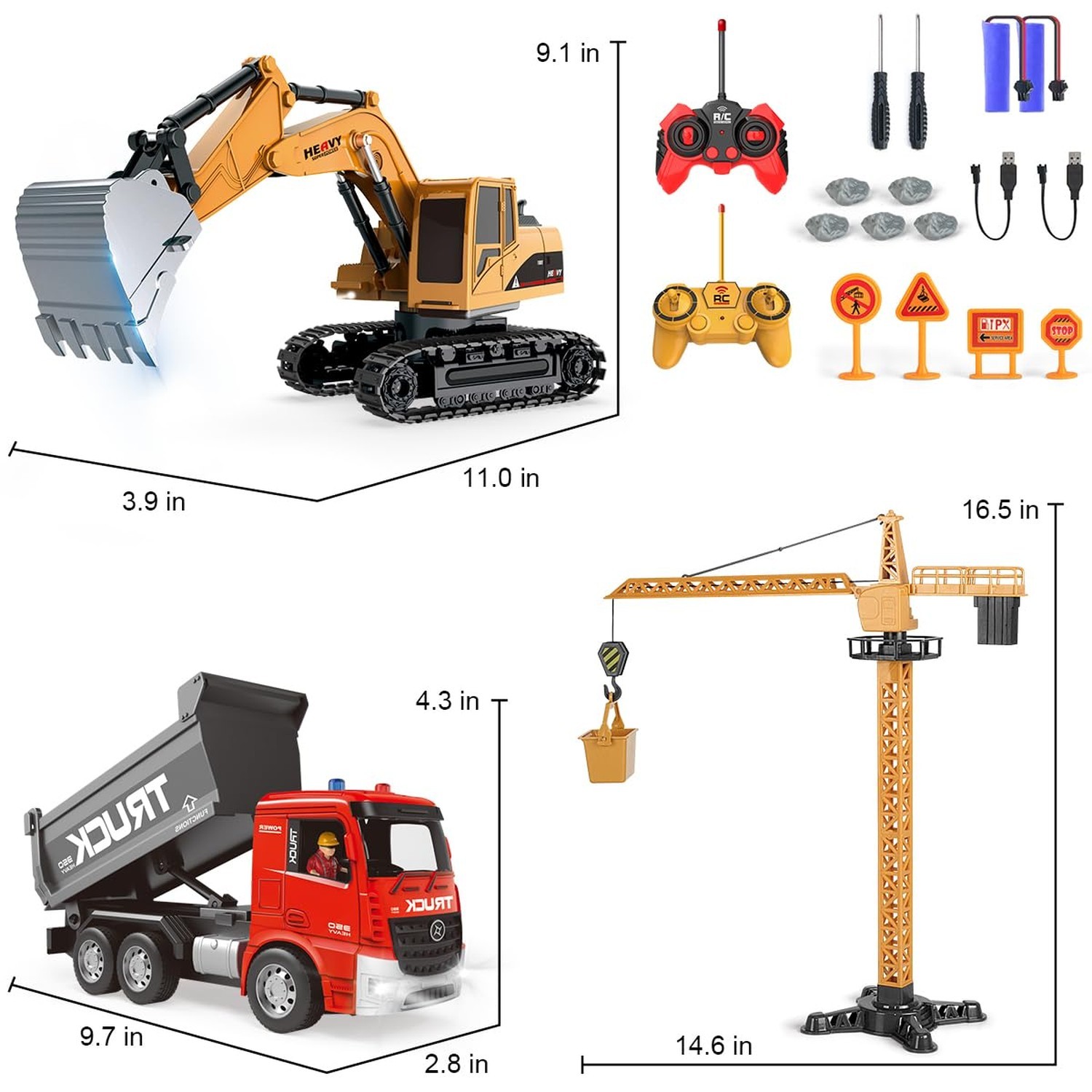 Remote Control Excavator and Dump Truck Toy Set – RC Excavator and Dump Truck…