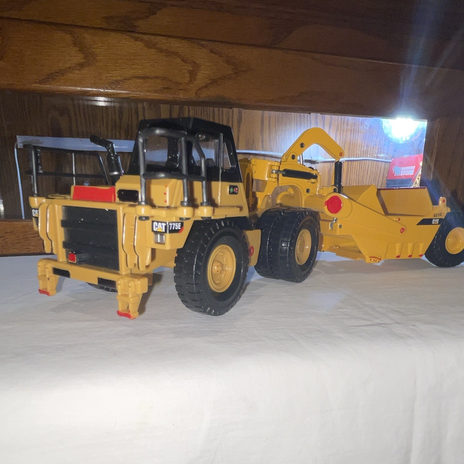 CAT 775E Truck & 631D Scraper Diecast Construction Equipment Yellow Black
