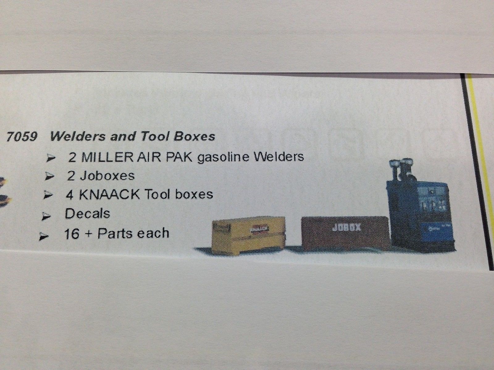 HO 1:87 Custom Finishing # 7059 Miller Welder & Job Site Tool Boxes KIT