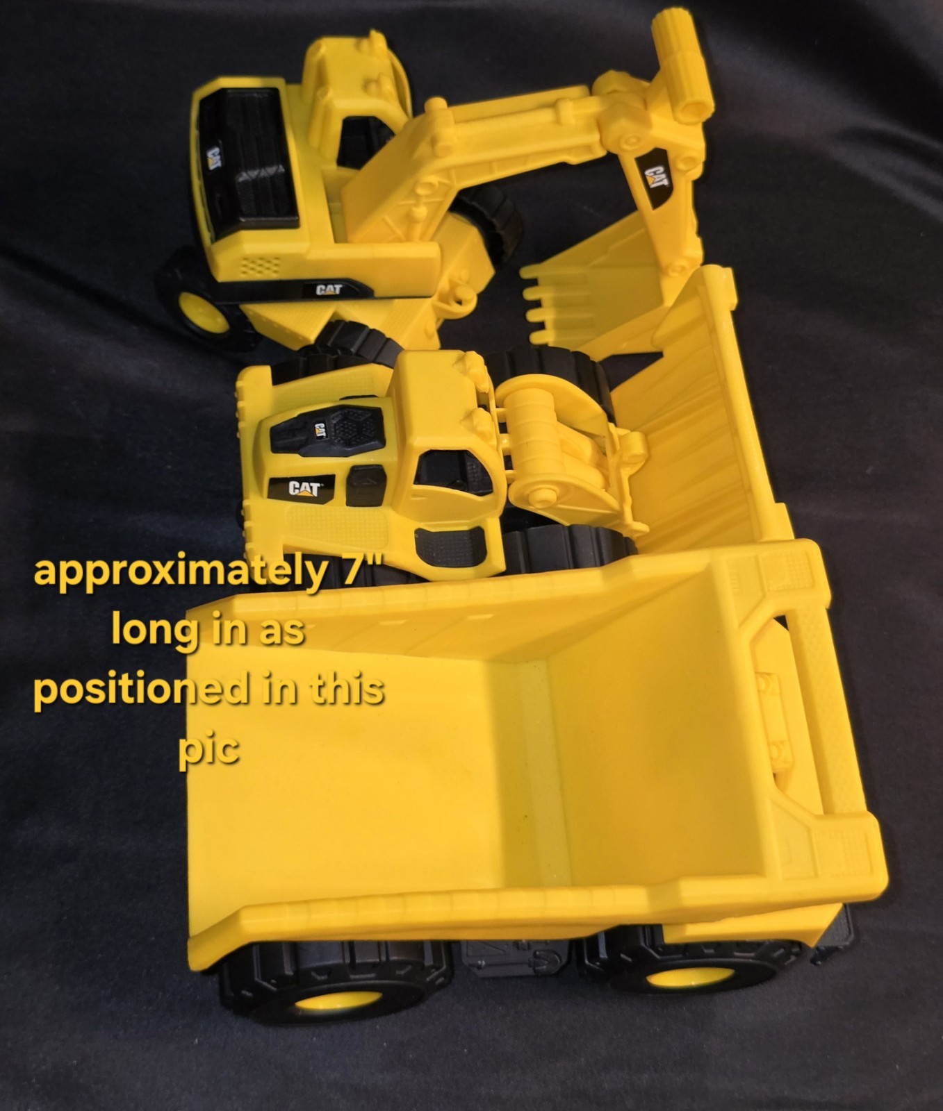 Lot of 3 Caterpillar CAT Plastic Construction Vehicles by Funrise Plus Bonus