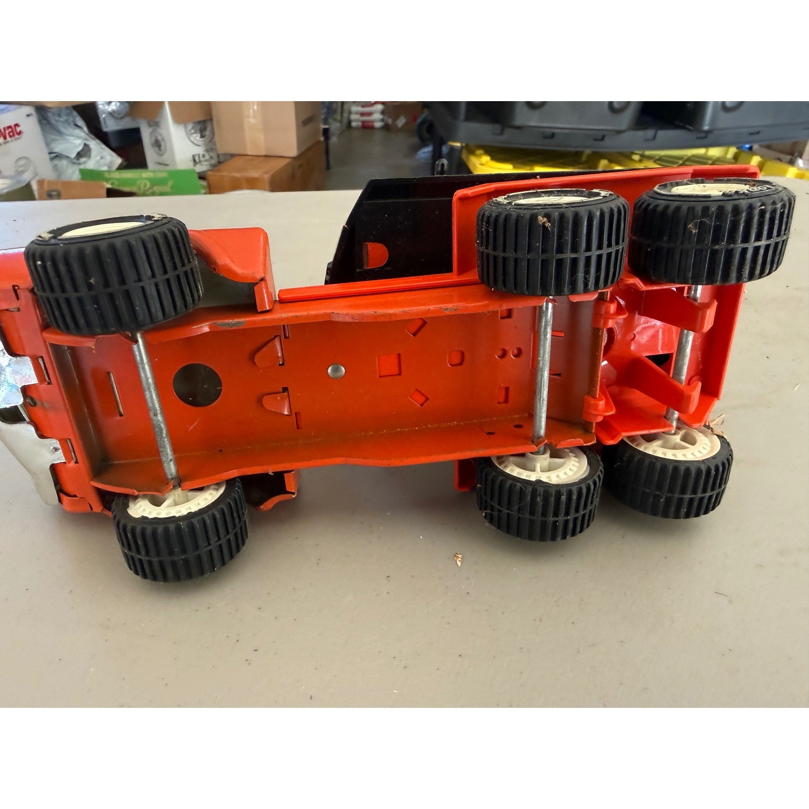 Vintage Tonka Mighty Crane Truck Orange Pressed Steel Construction Toy 1970s