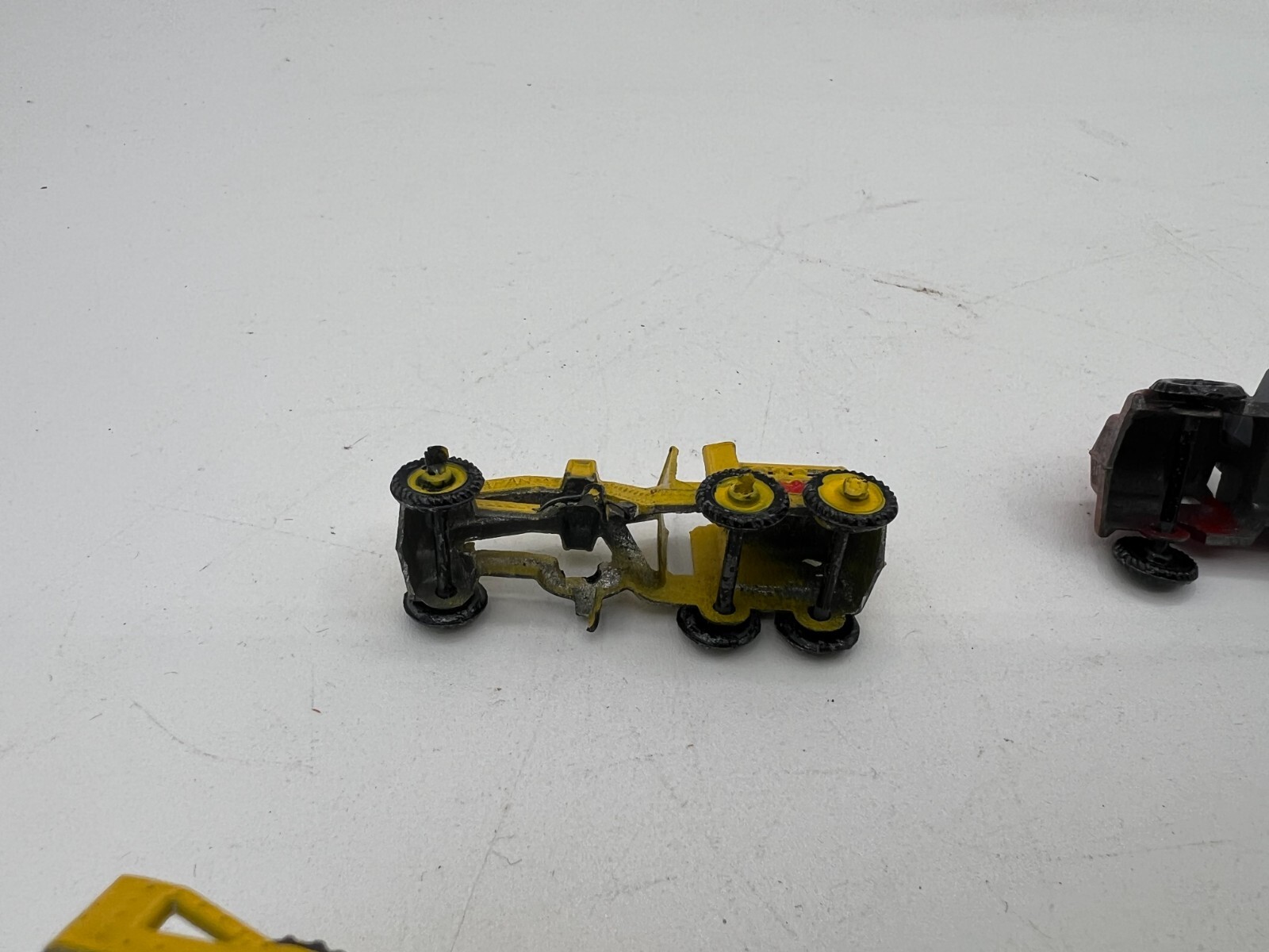 6 Vintage Diecast Road Work Toys Bull Dozer Tow Truck Grater Roller / Japan