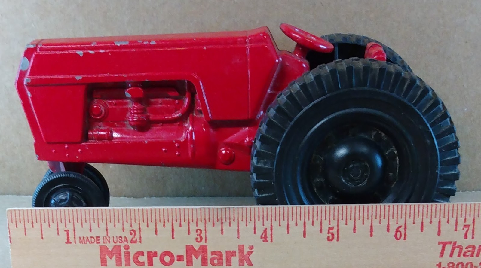 7″ Diecast Aluminum Red Tractor No. A9897 SLIK TOY by Armor Industries