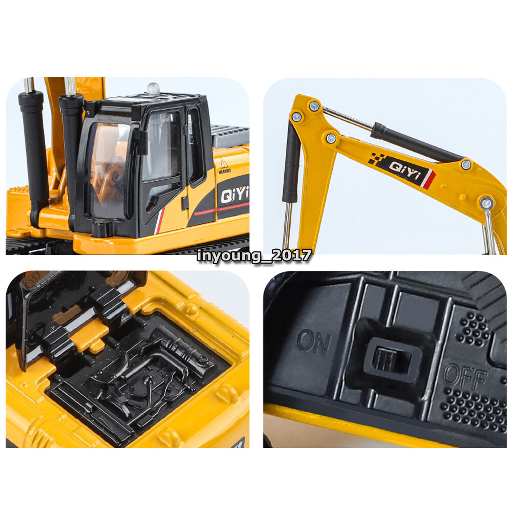 Flatbed Truck with Excavator Playset Diecast Toy Cars Toys for Boys Kids Red