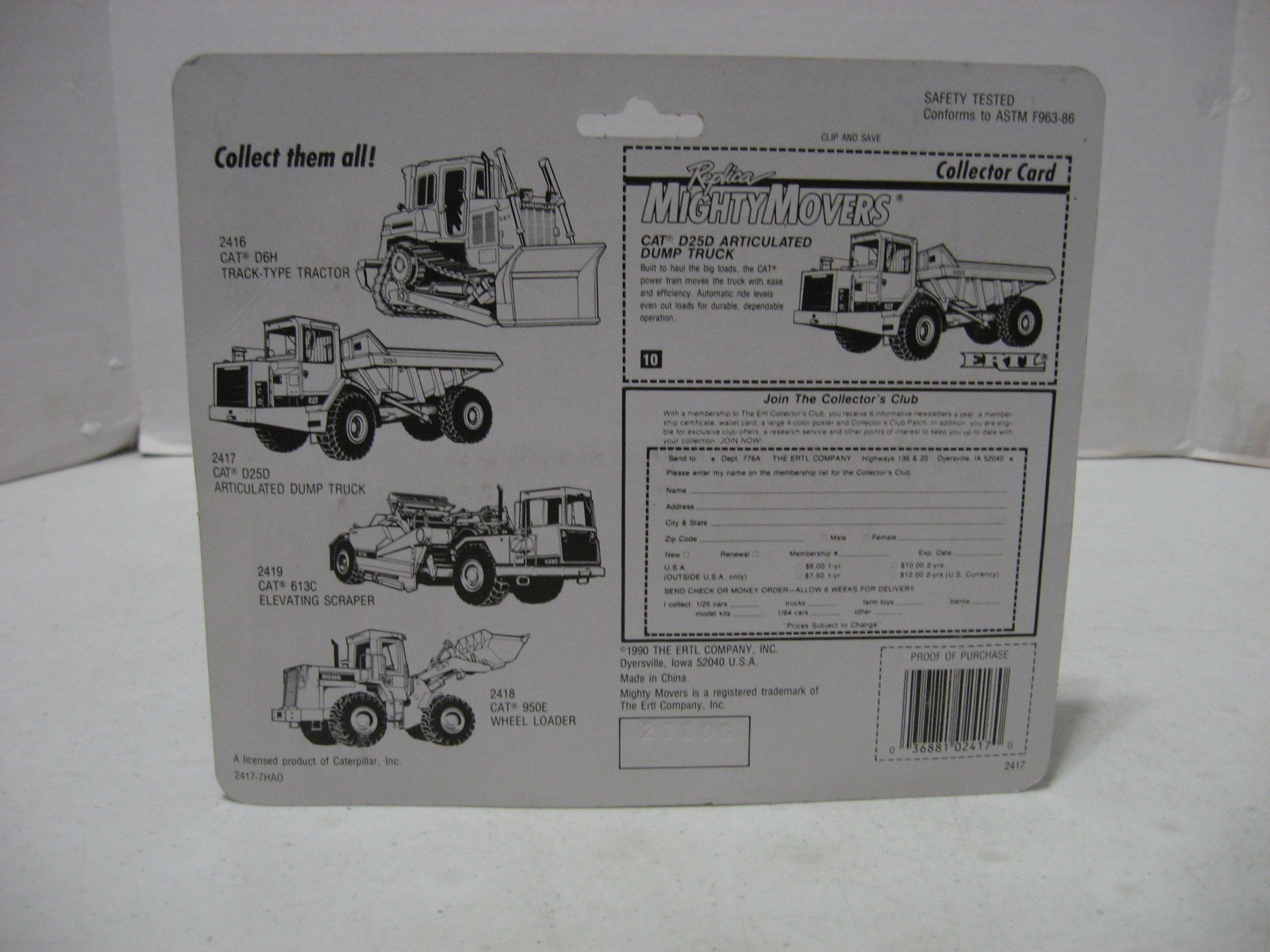 ERTL 2417 Mighty Movers CAT Caterpillar D25D Articulated Dump Truck Die Cast