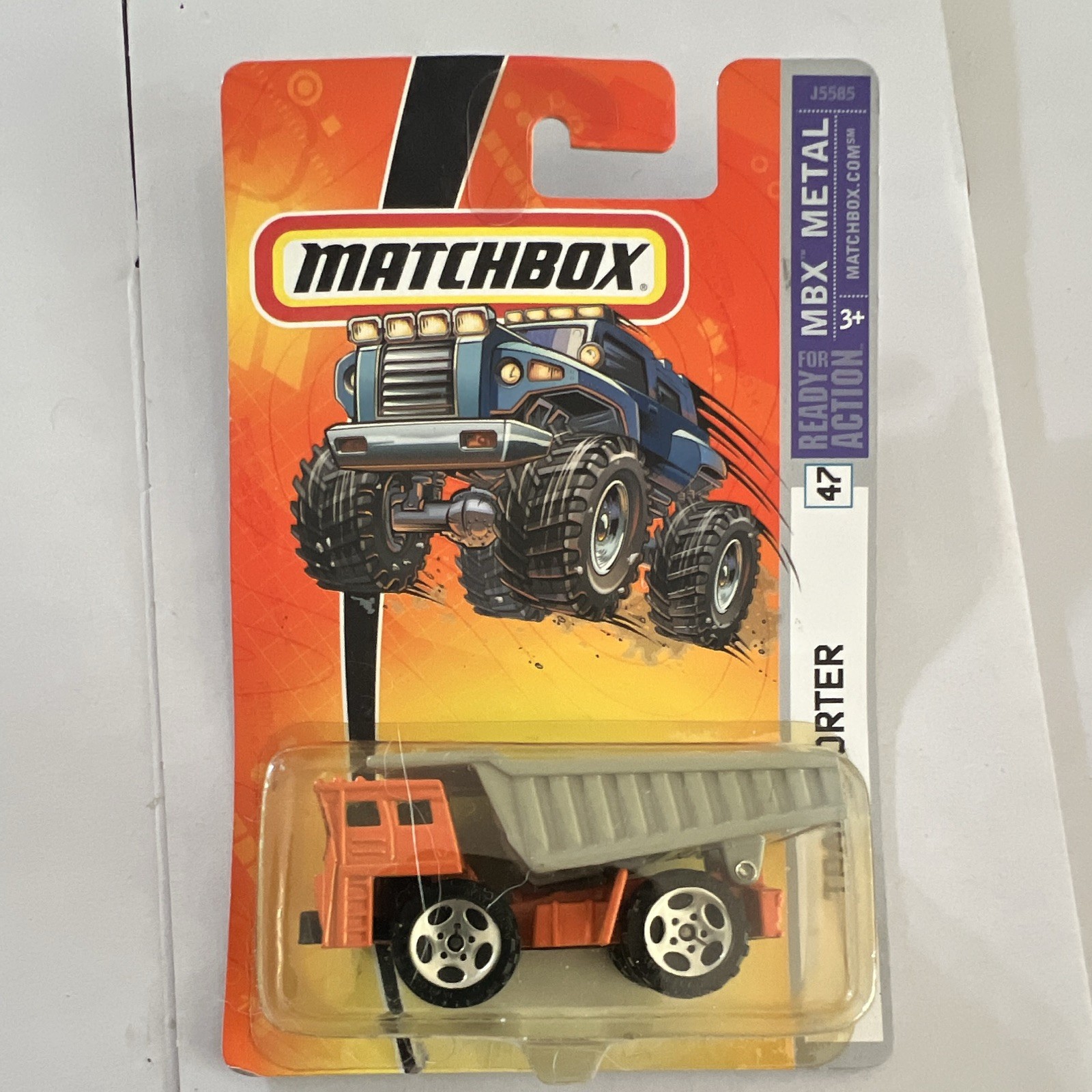 Matchbox MBX Metal Volvo Dump Truck 1:64 Diecast Orange/Gray 2009 J5585