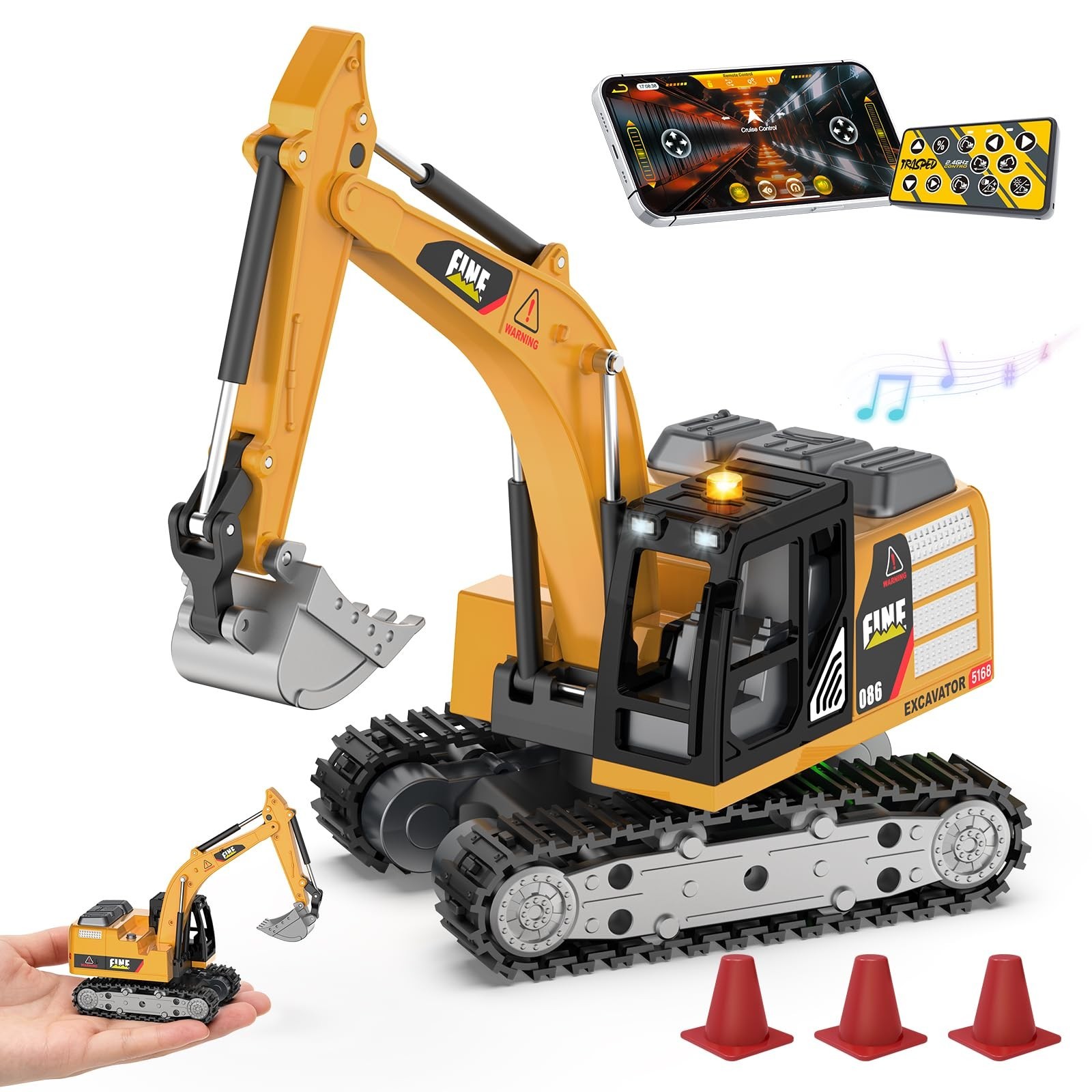Selieve 1/64 Remote Control Excavator,Mini Excavator Toy for Learning Program…