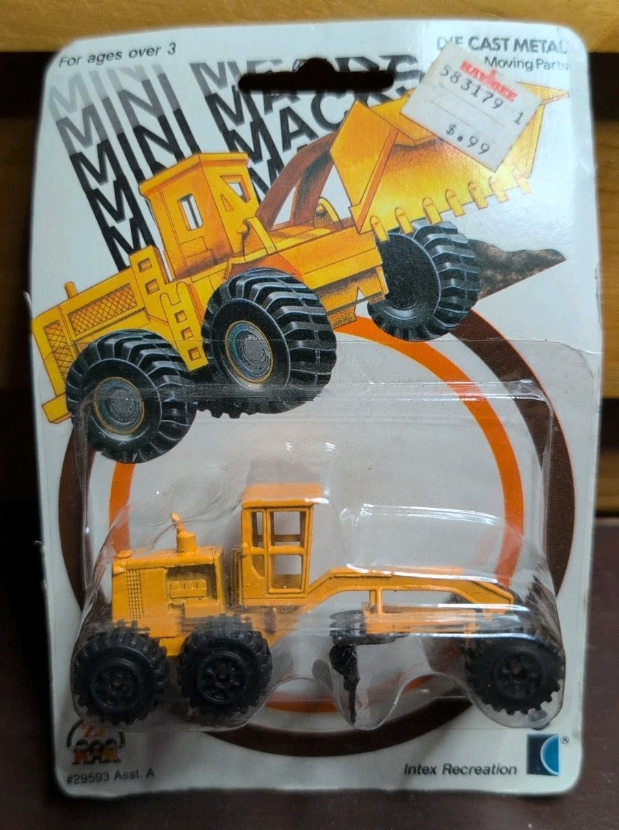 Vintage 1989 MINI MACKS Zee Toys Die Cast Construction Road Grader #29593