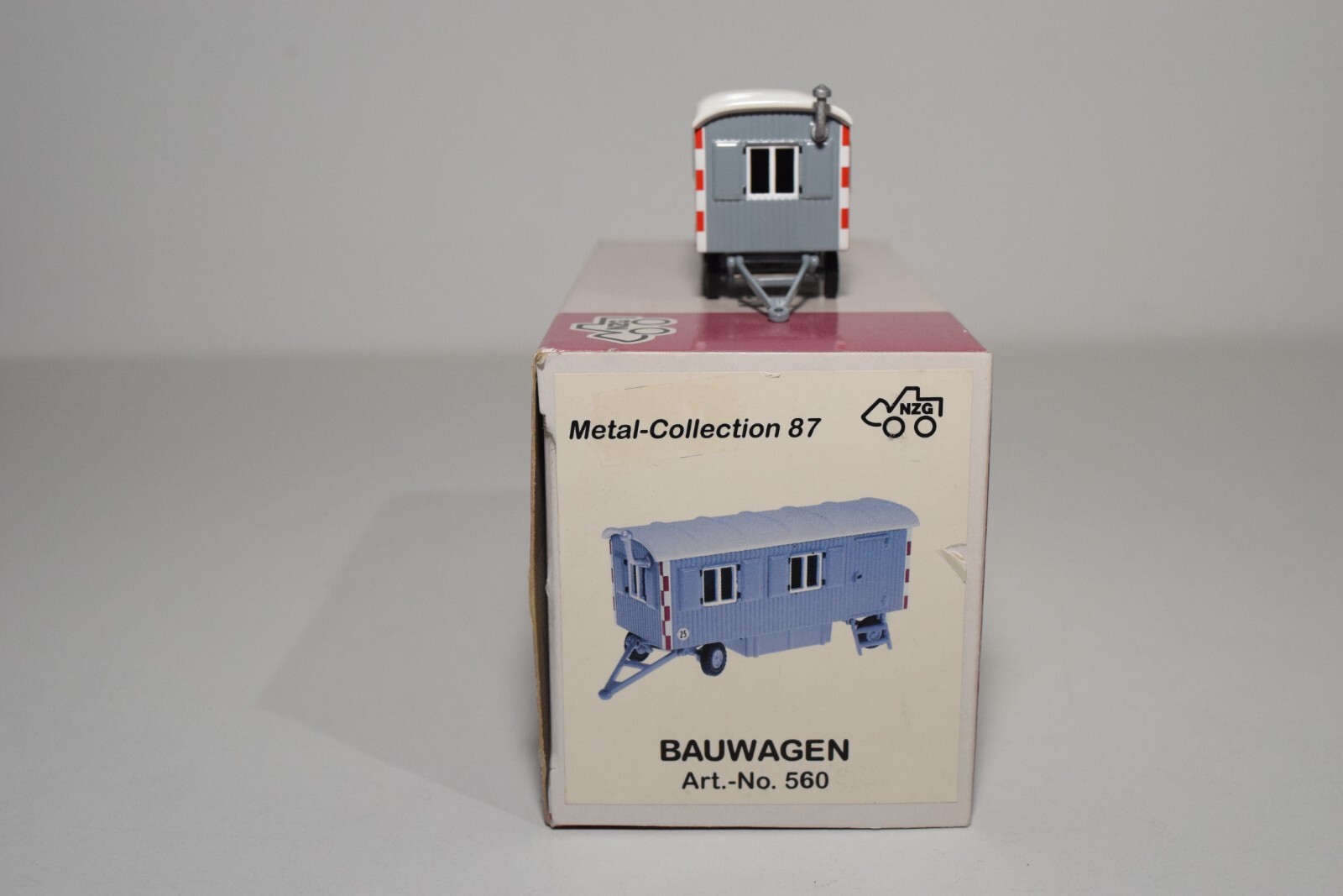 A95 1:87 NZG N.Z.G. 560 BAUWAGEN TRAILER MOBILE SITE CABIN GREY MIB