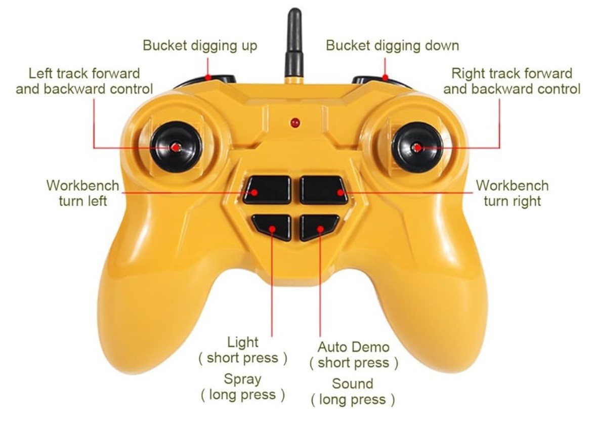 2.4 GHz RC Power Excavator In Yellow W/Projection Light Sound Model NO.MD530A-B