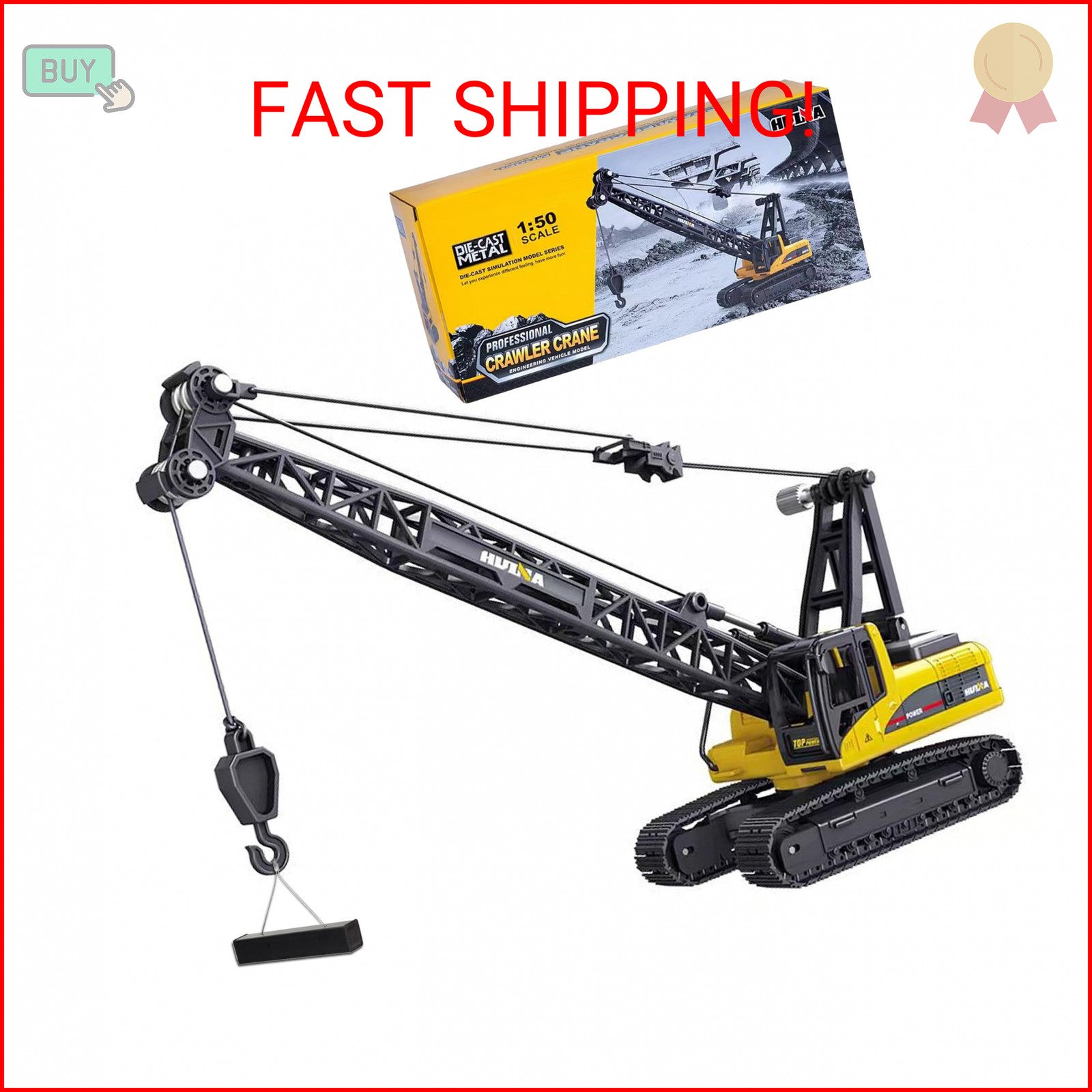 Qcar 1/50 Heavy Duty Construction Metal Crawler Crane, Truck Crane Vehicle Toys