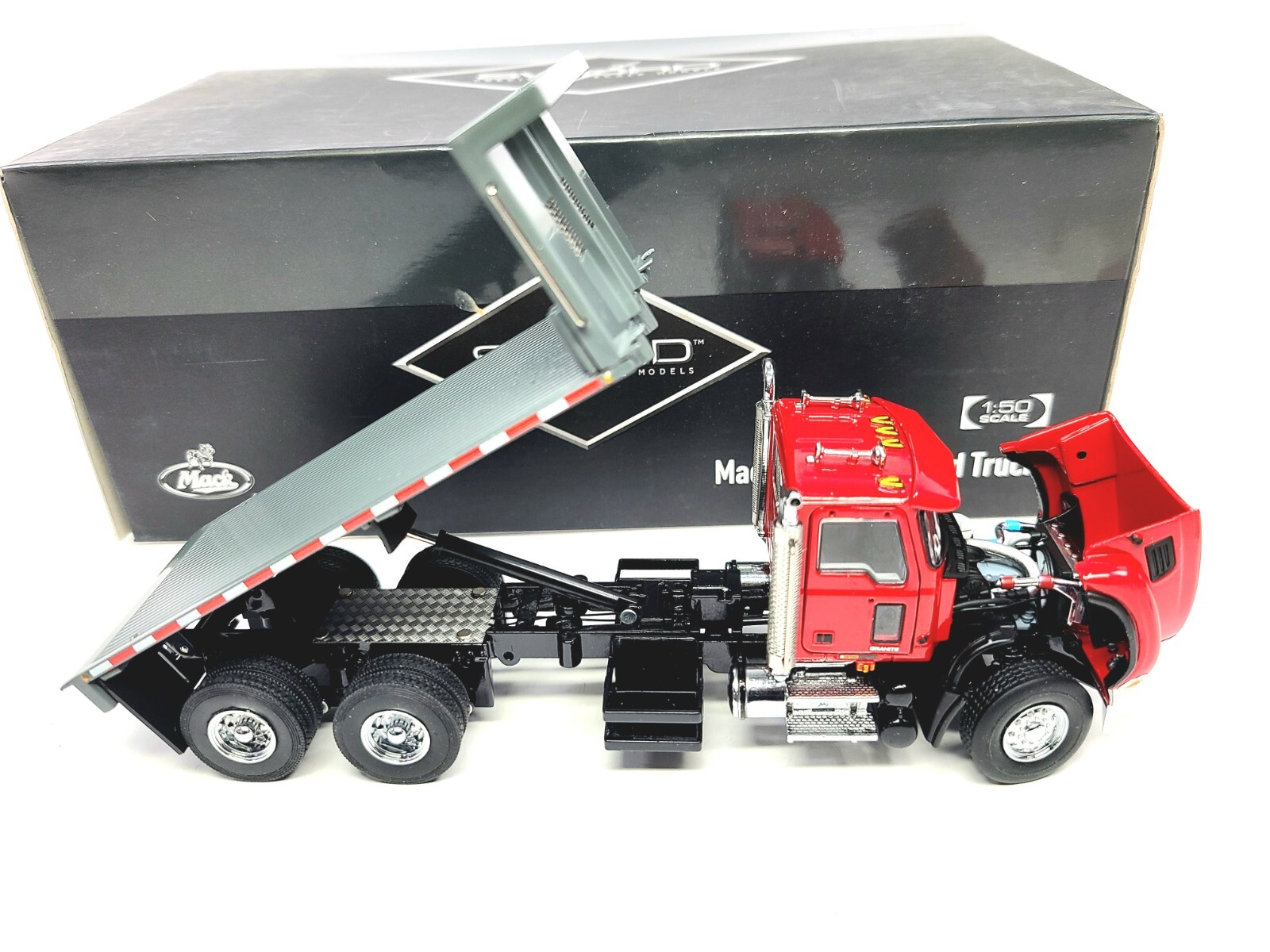 Mack Granite Flatbed Truck – Red – Sword 1:50 Scale Diecast Model #SW2102-R New