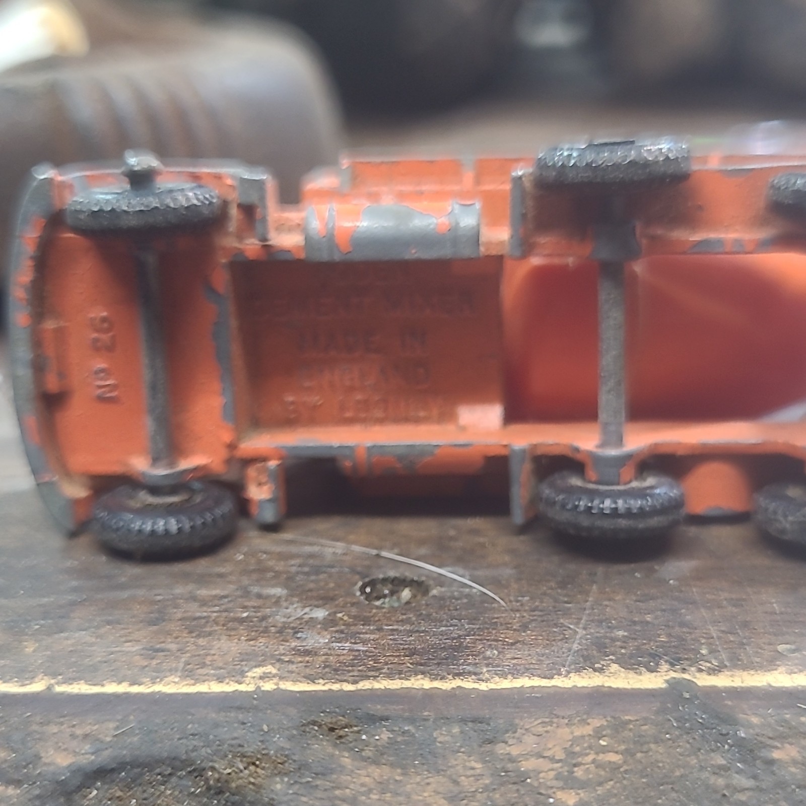 Lesney Diecast Cement Mixer Truck Orange Gray Vintage England