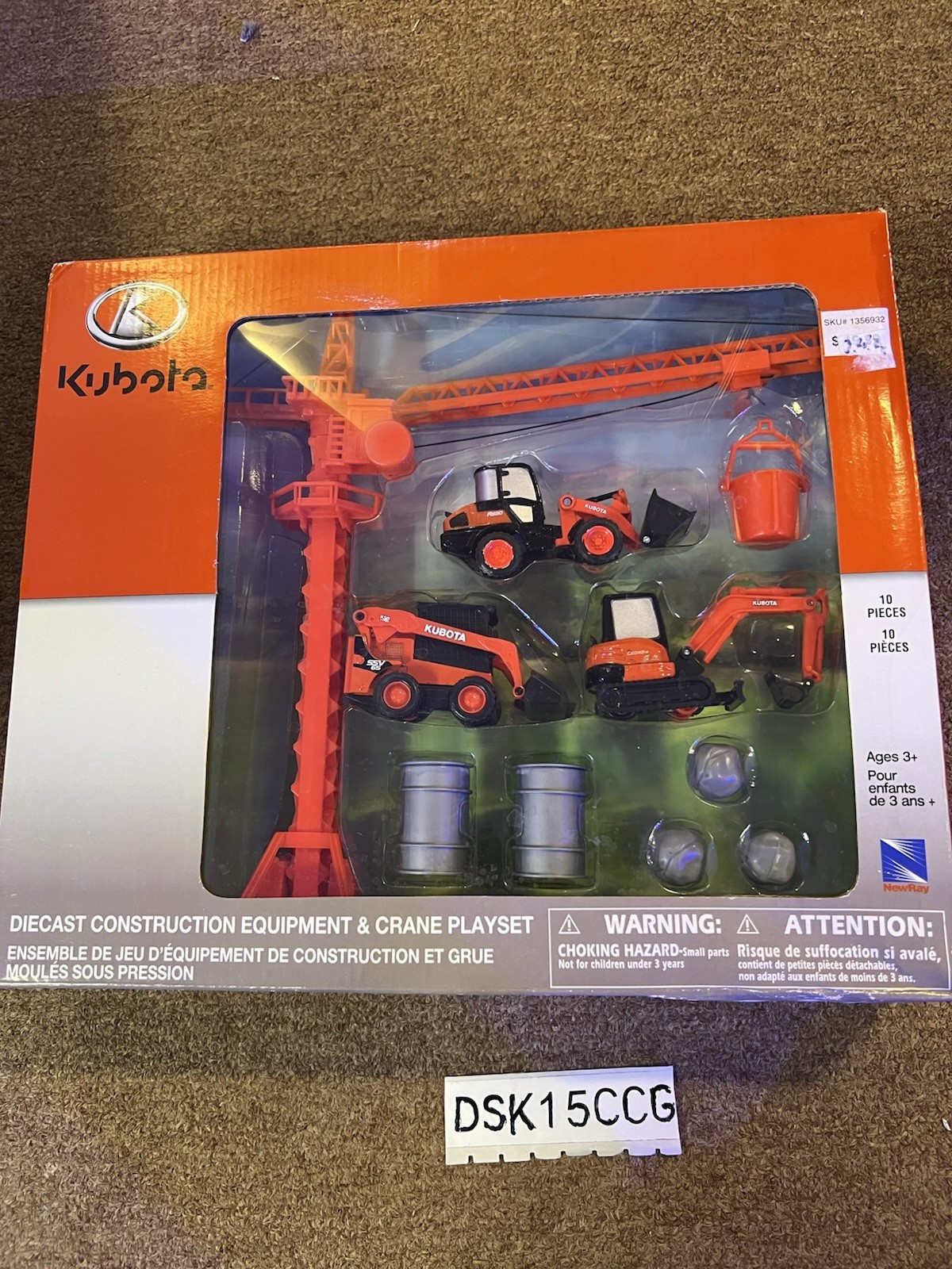 KUBOTA DIE CAST CONSTRUCTION EQUIPMENT & CRANE PLAY SET 10 PIECES BRAND NEW