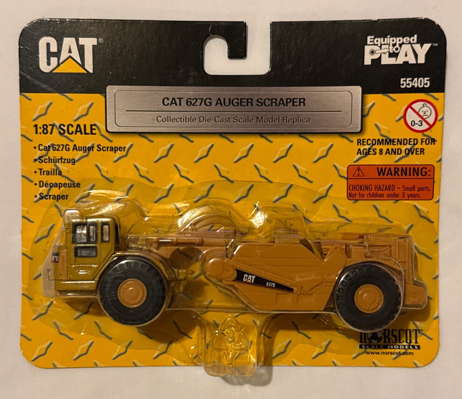 2005 CAT Norscot 627G Auger Scraper 1/87 Scale Die-Cast Model 55405 New