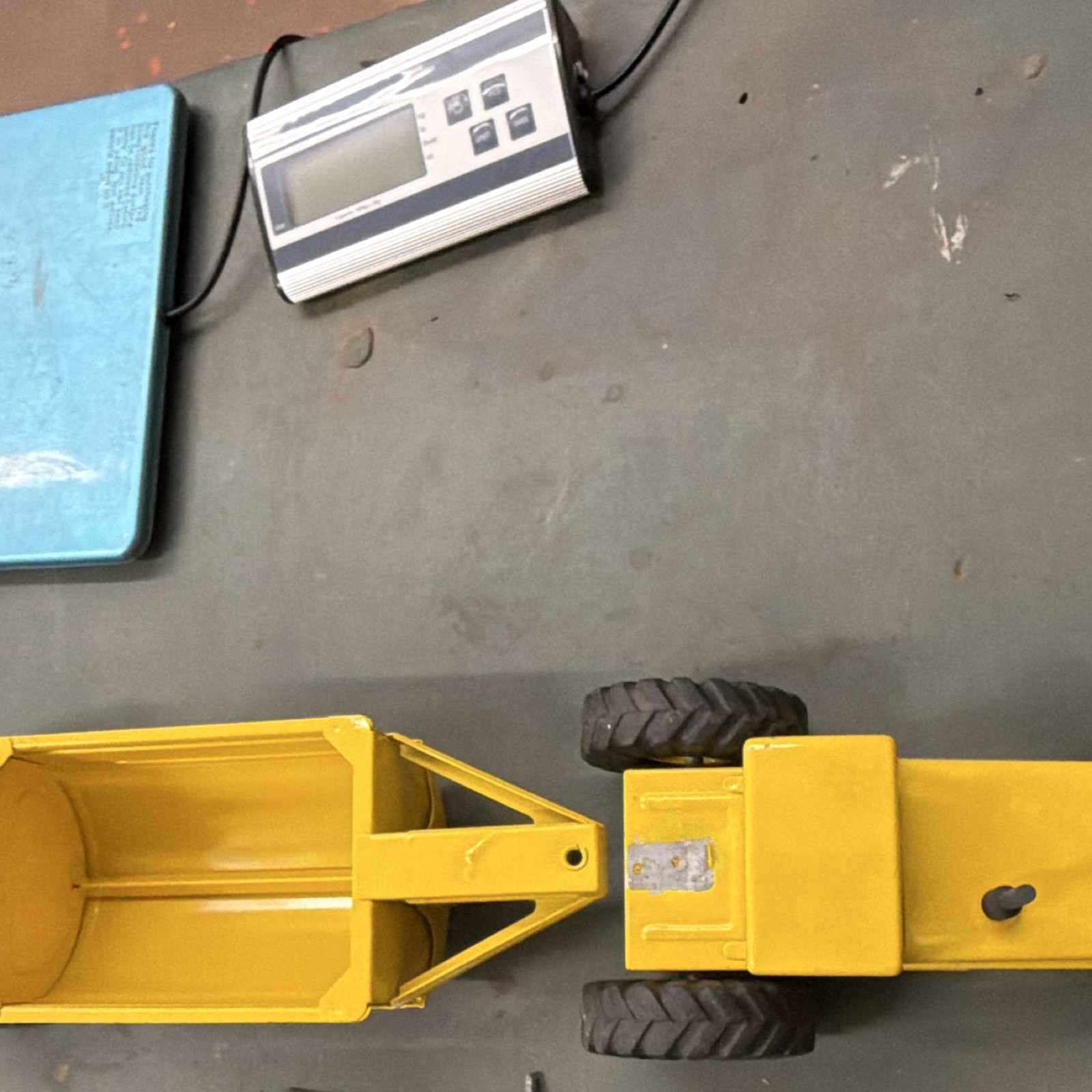 Yellow Diecast Dump Truck w/ Dump Trailer Construction Vehicle Toy