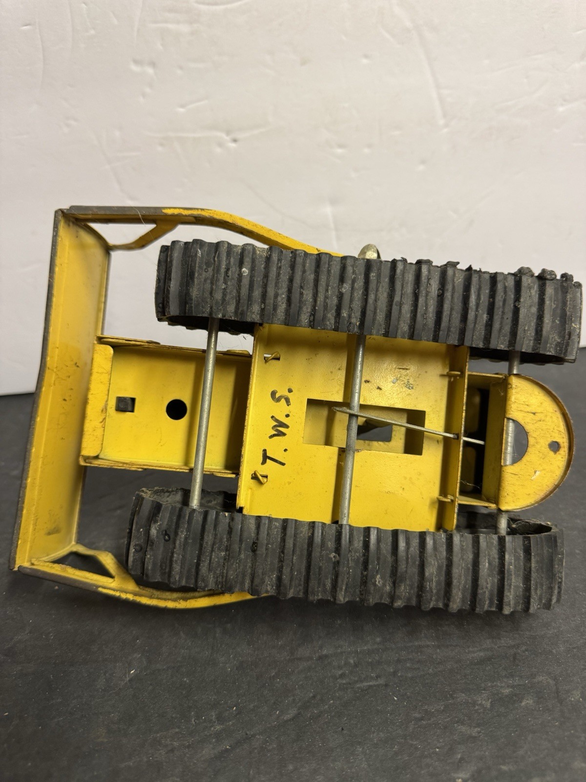 Vintage Tonka No. 300 Bulldozer 1960s Pressed Steel Yellow Dozer 9″