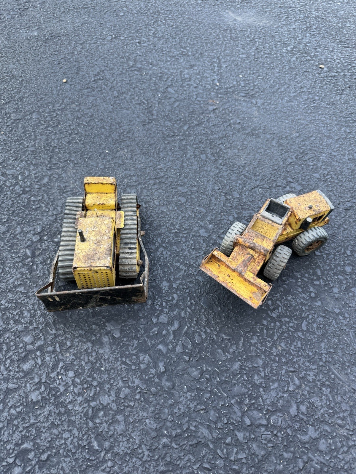 Vintage 70s TONKA Metal Trencher Digger & Bull Dozer AS IS For Parts or Rebuild