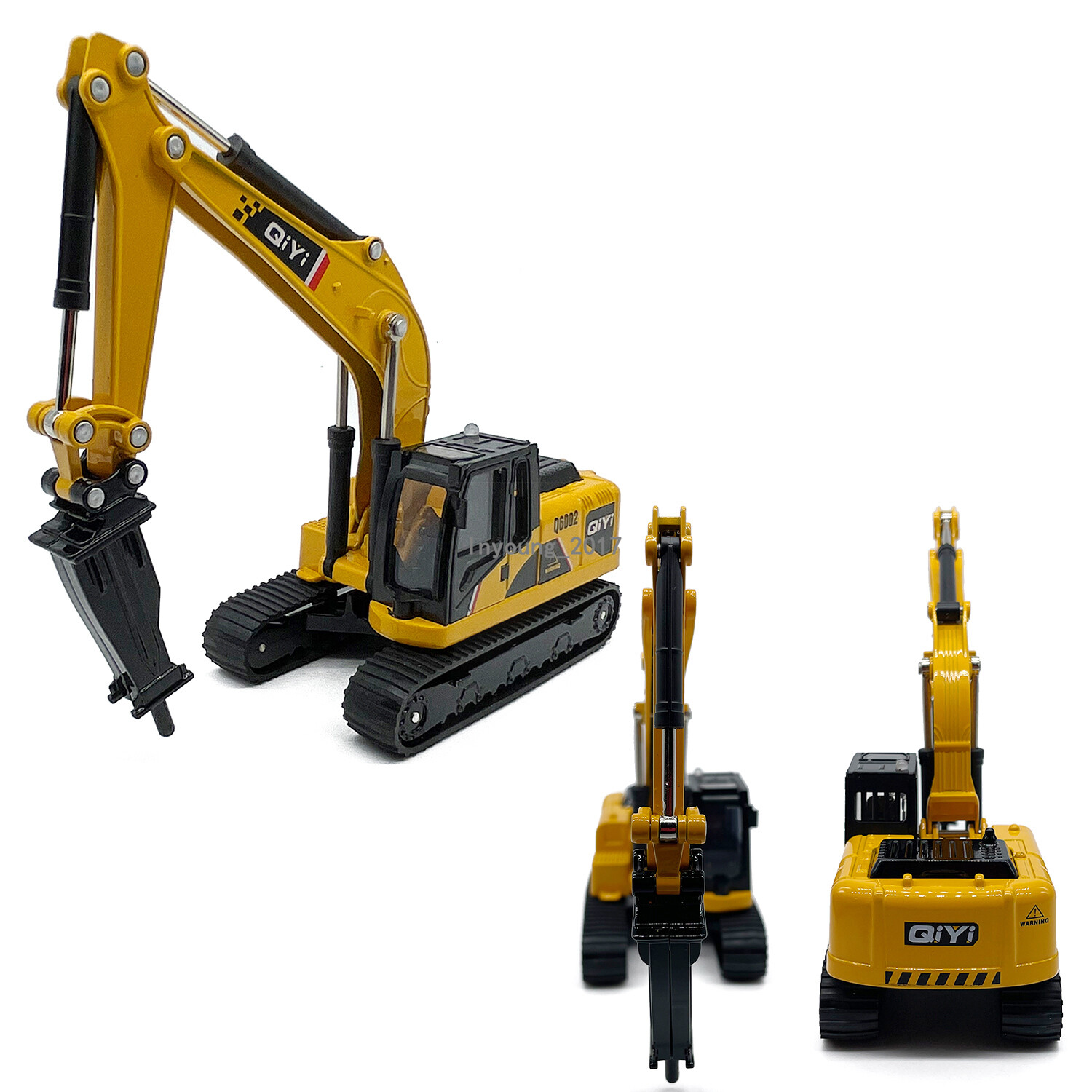 1:60 Drill Excavator Toy Construction Equipment Model Diecast Toy Vehicle Yellow
