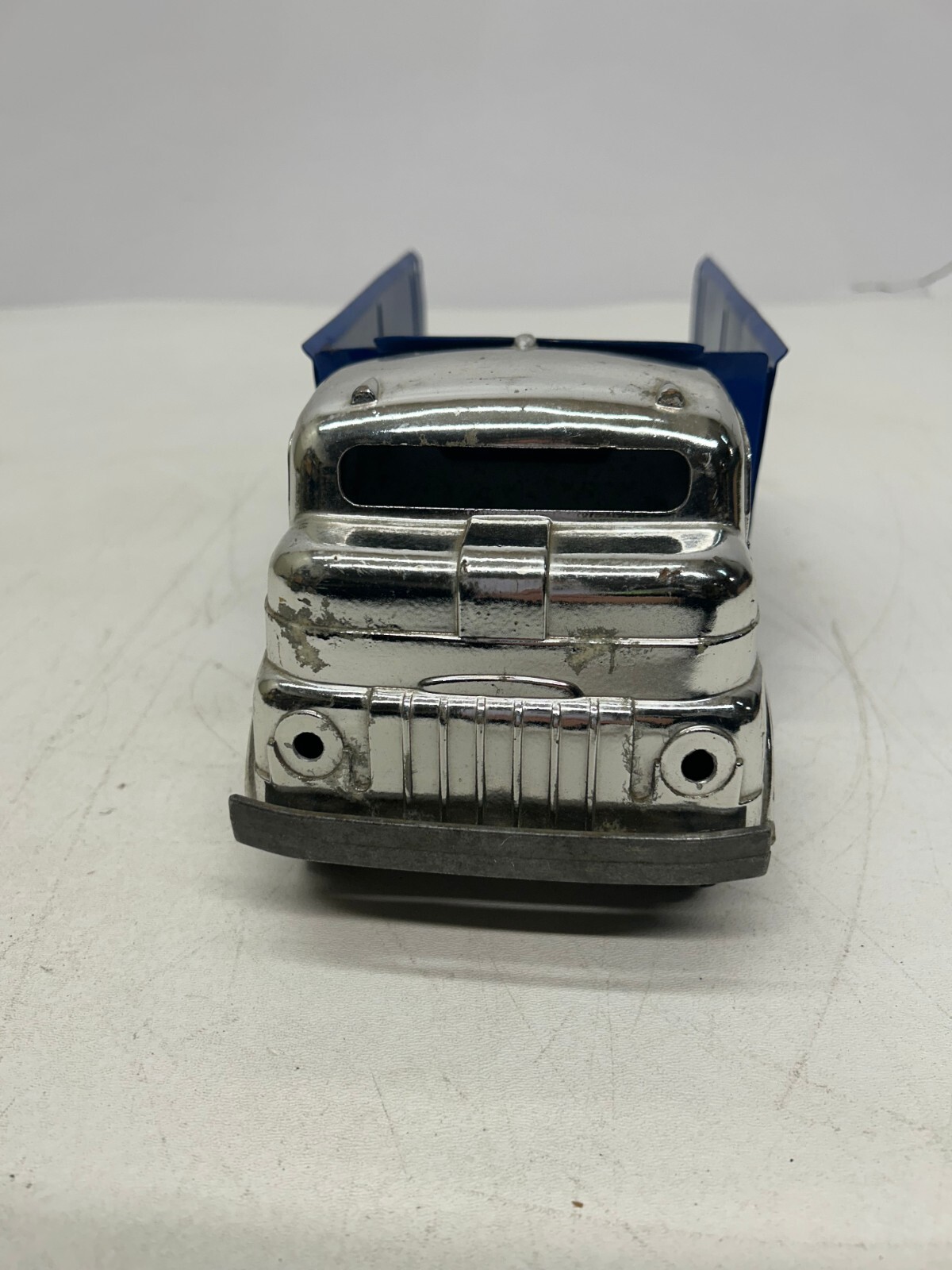 Vtg Structo Toys Wind Up Dump Truck Chrome Cab Blue Bed As Is Parts