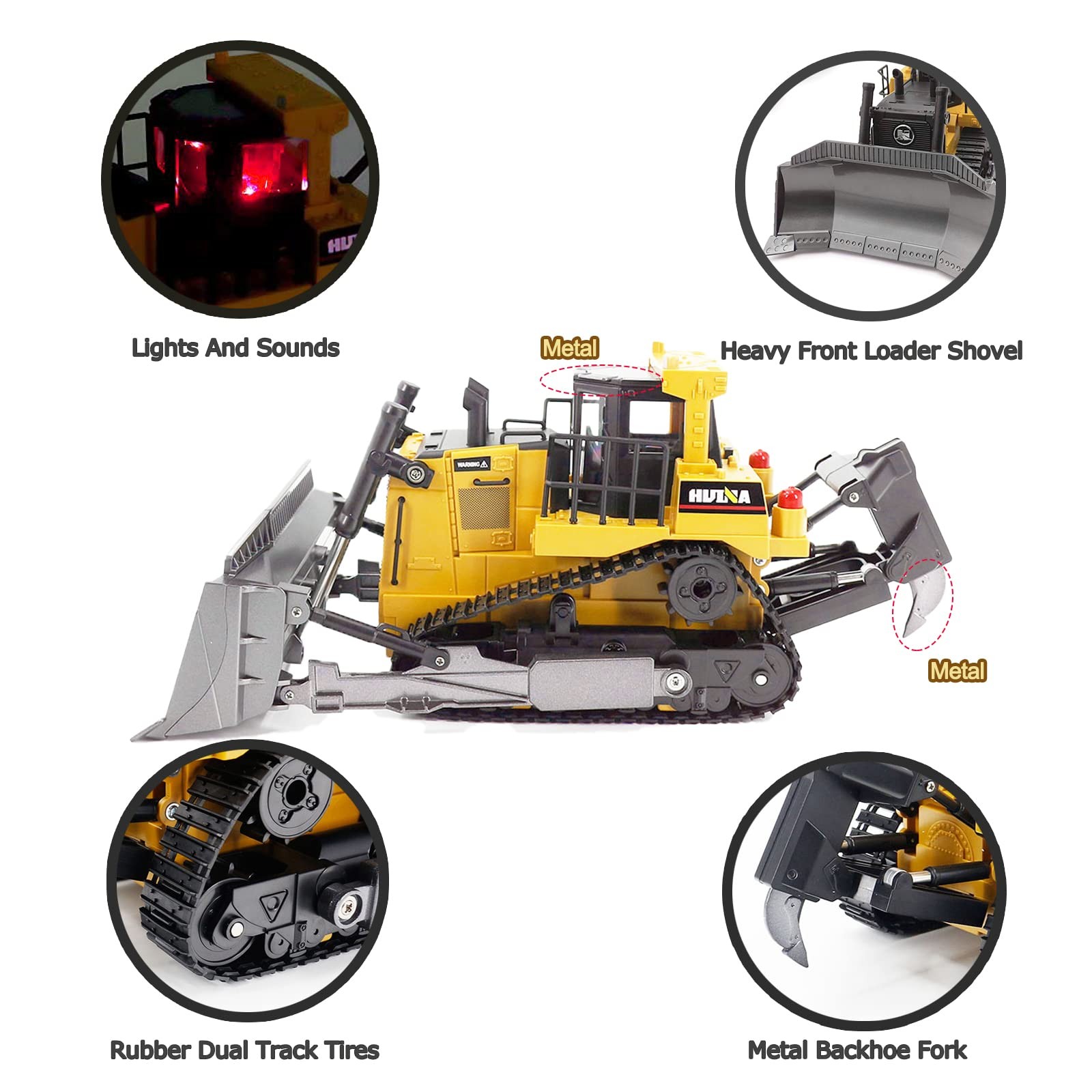 Remote Control Bulldozer RC 1/16 Full Functional Construction Vehicle, 9 Chan…