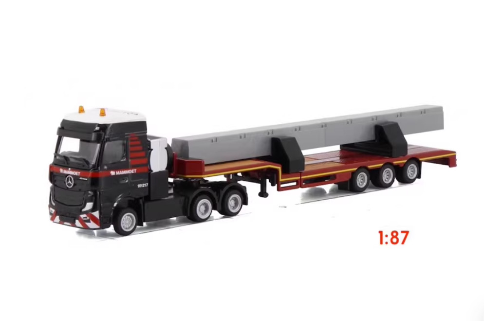 1:87 Mammoet MB 6X4 Beam Transport Trailer Construction Machine Diecast Model