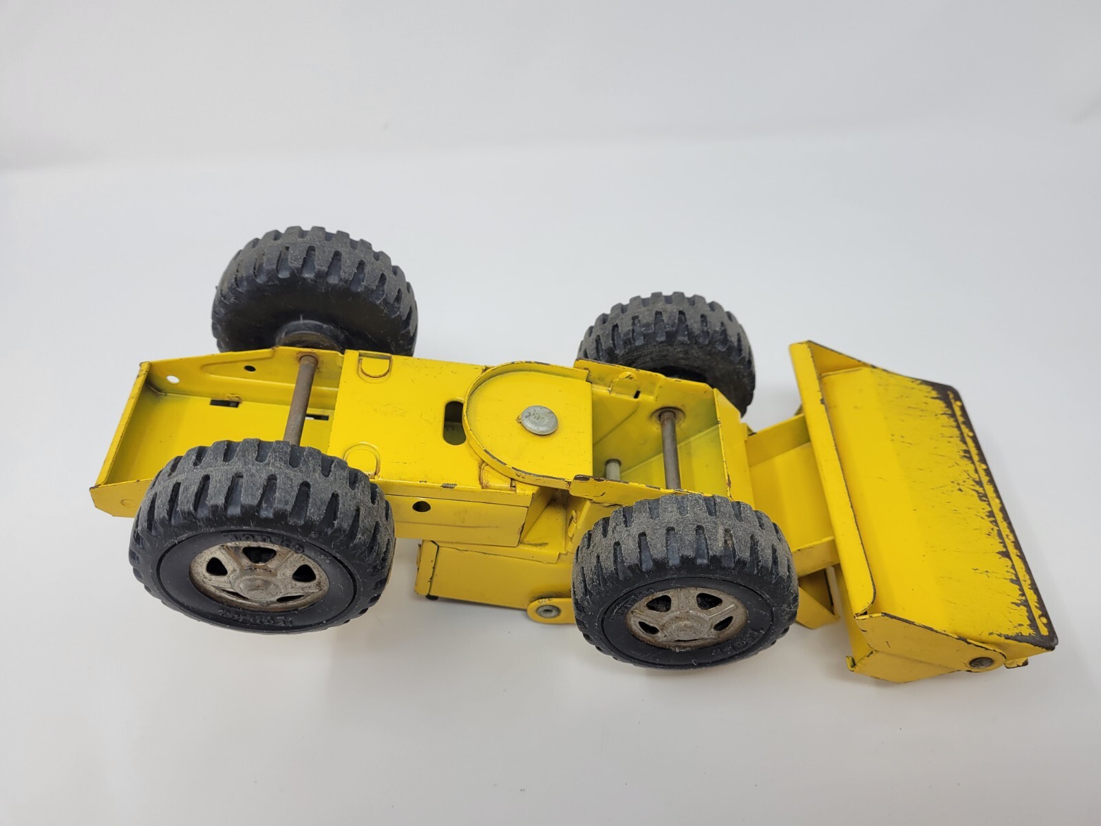 Vintage TONKA Front End Loader #52900 Pressed Steel Yellow Steering Wheel LOOK