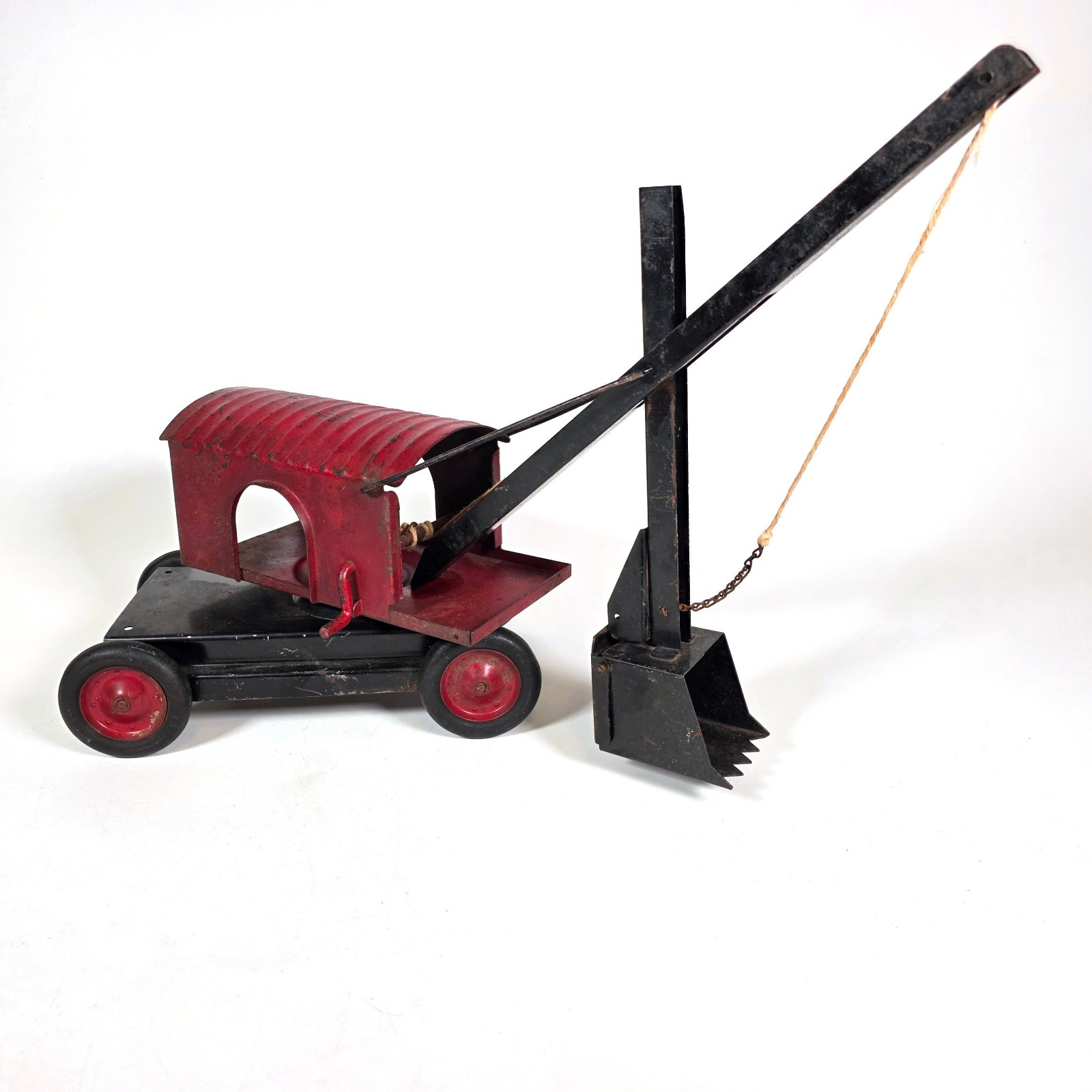 Turner Toy • Pressed Steel Red Crane Steam Shovel Truck • 1920s, 1930s.