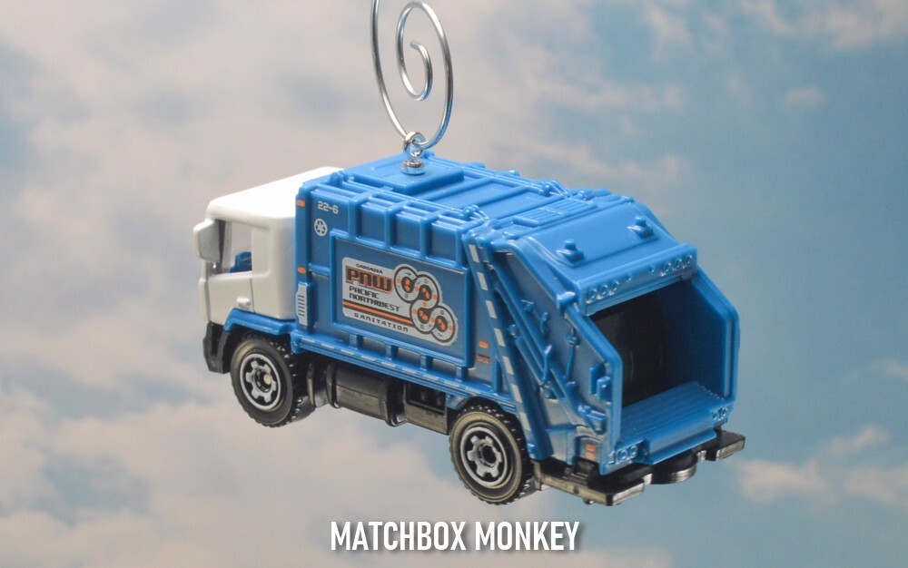 White PNW Garbage Trash Refuse Truck Custom Christmas Ornament Waste Management