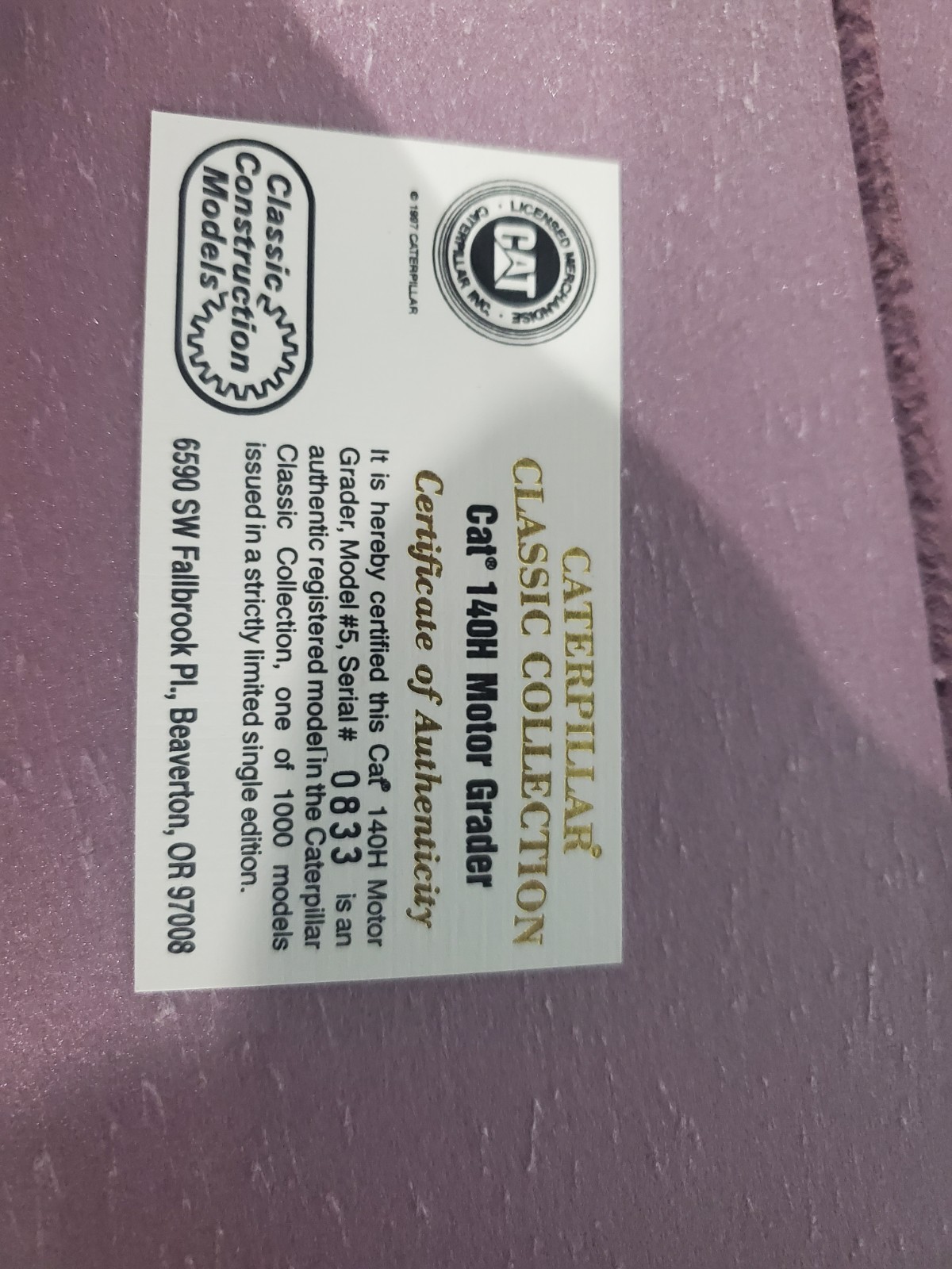 Caterpillar 140H Grader – 1/87 – Brass – CCM – Mint – With Box