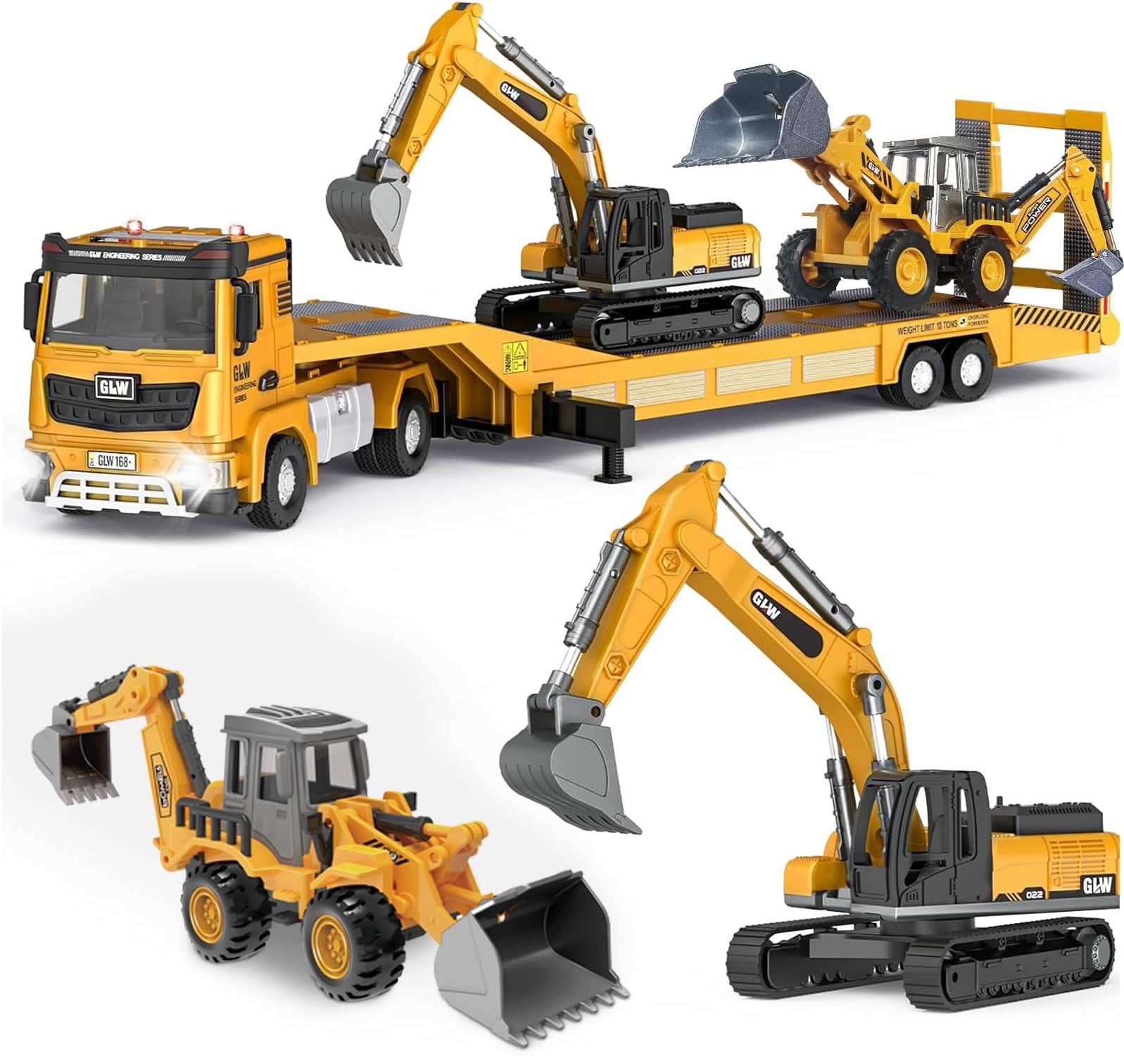 Construction Carrier Trucks Toy Set – Alloy Inertia Driving 1:40 & 1:55 Simul…