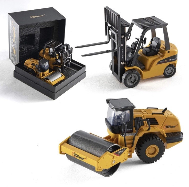 Top Race Diecast Construction Set Forklift and Road Roller Set (TR-162) USA SHIP