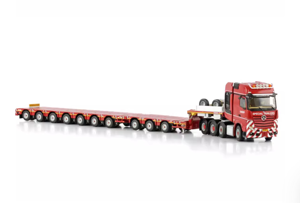 WSI 1:50 Actros 8×4 Nooteboom Red Line 3+7 Low Loader Diecast Metal Model Truck