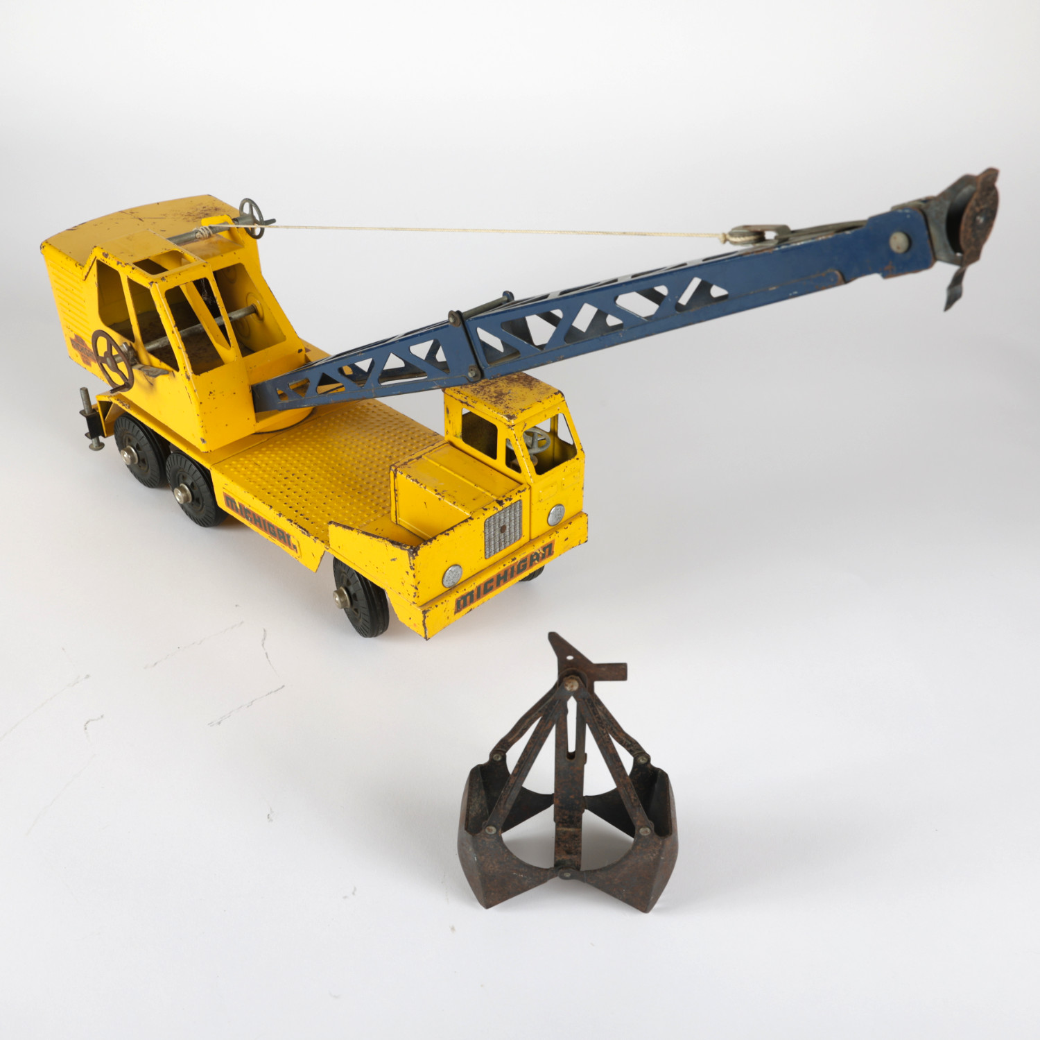 Vintage Nylint Michigan Pressed Steel Toy Construction Crane Truck by Clark Equp