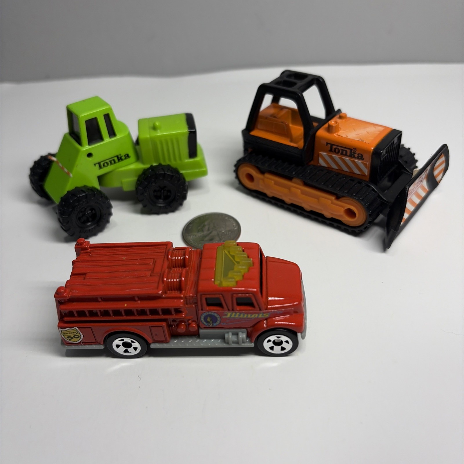 Vintage Hasbro McDonald’s Tonka Diecast Bulldozer-Orange & Loaders. (3 Car LOT)