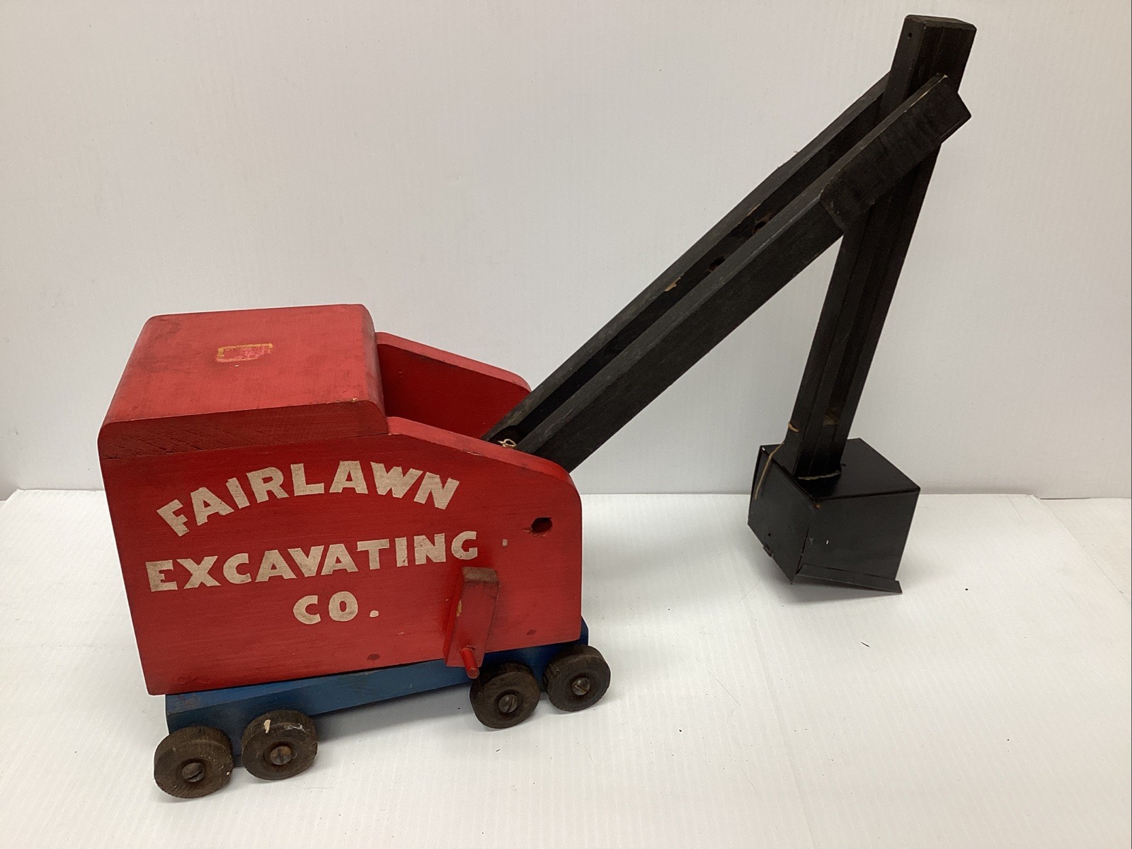 Antique 1940s Tick Tock Toys Wood & Metal Fairlawn Excavating Co. Steam Shovel