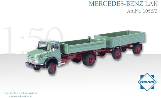 Conrad 1056-0 Mercedes-Benz LAK 2624 Dump Truck + Dump Trailer 1/50 Die-cast MIB
