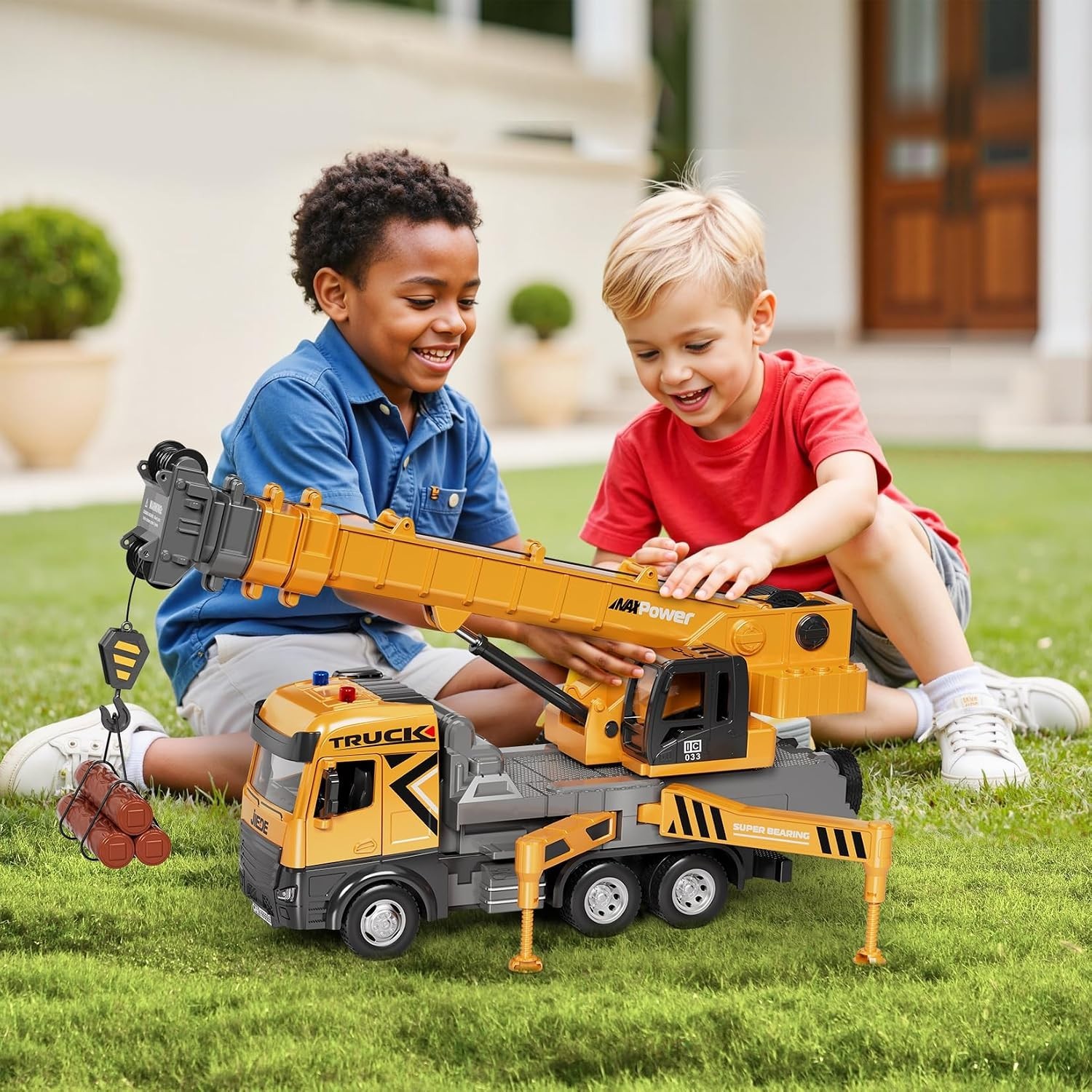 Crane Truck Toys Construction Vehicle Set 29 in Alloy Crane Arm Lights Sounds