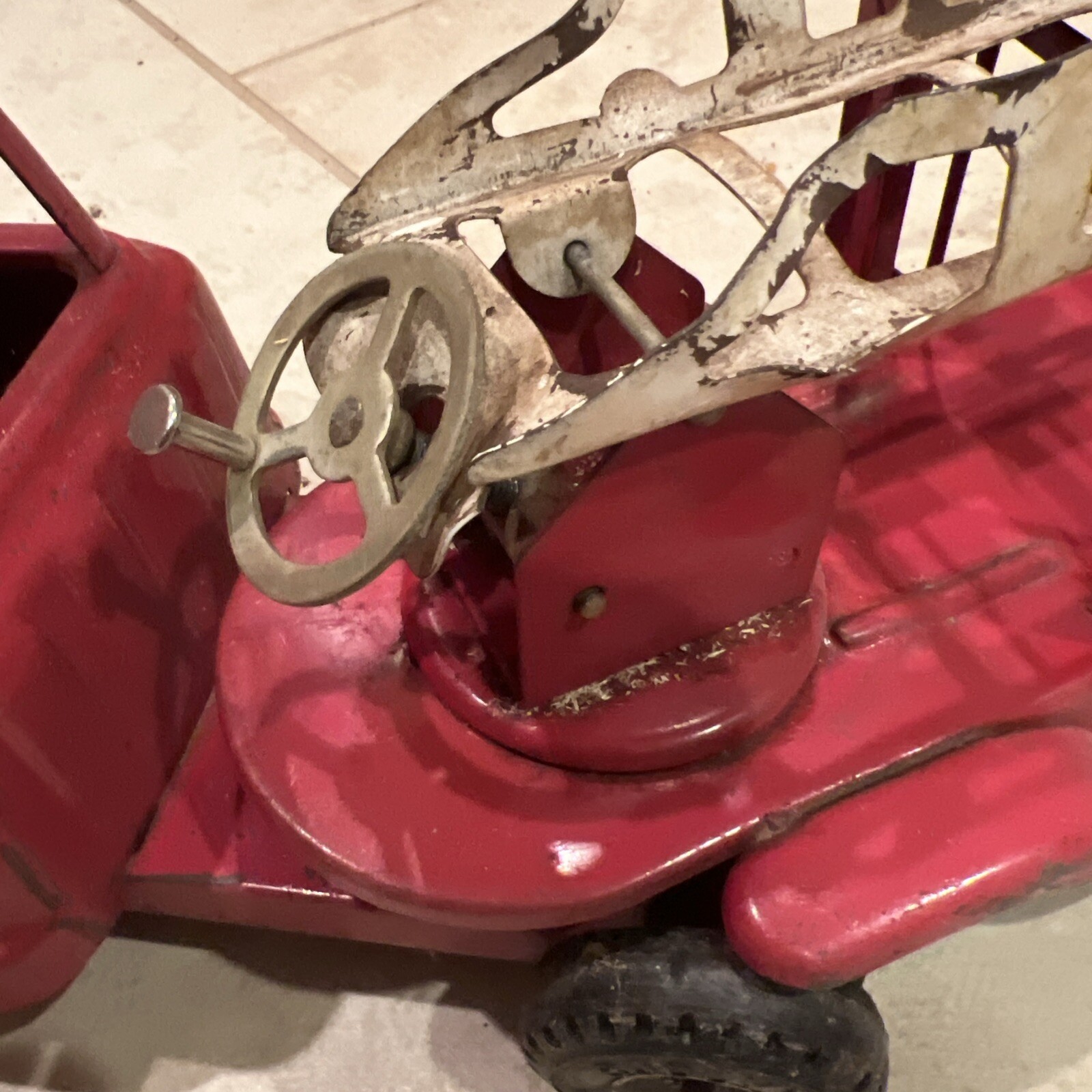Vintage Buddy “L” GMC Extension Ladder Trailer Fire Truck Display, Parts Or Rep-