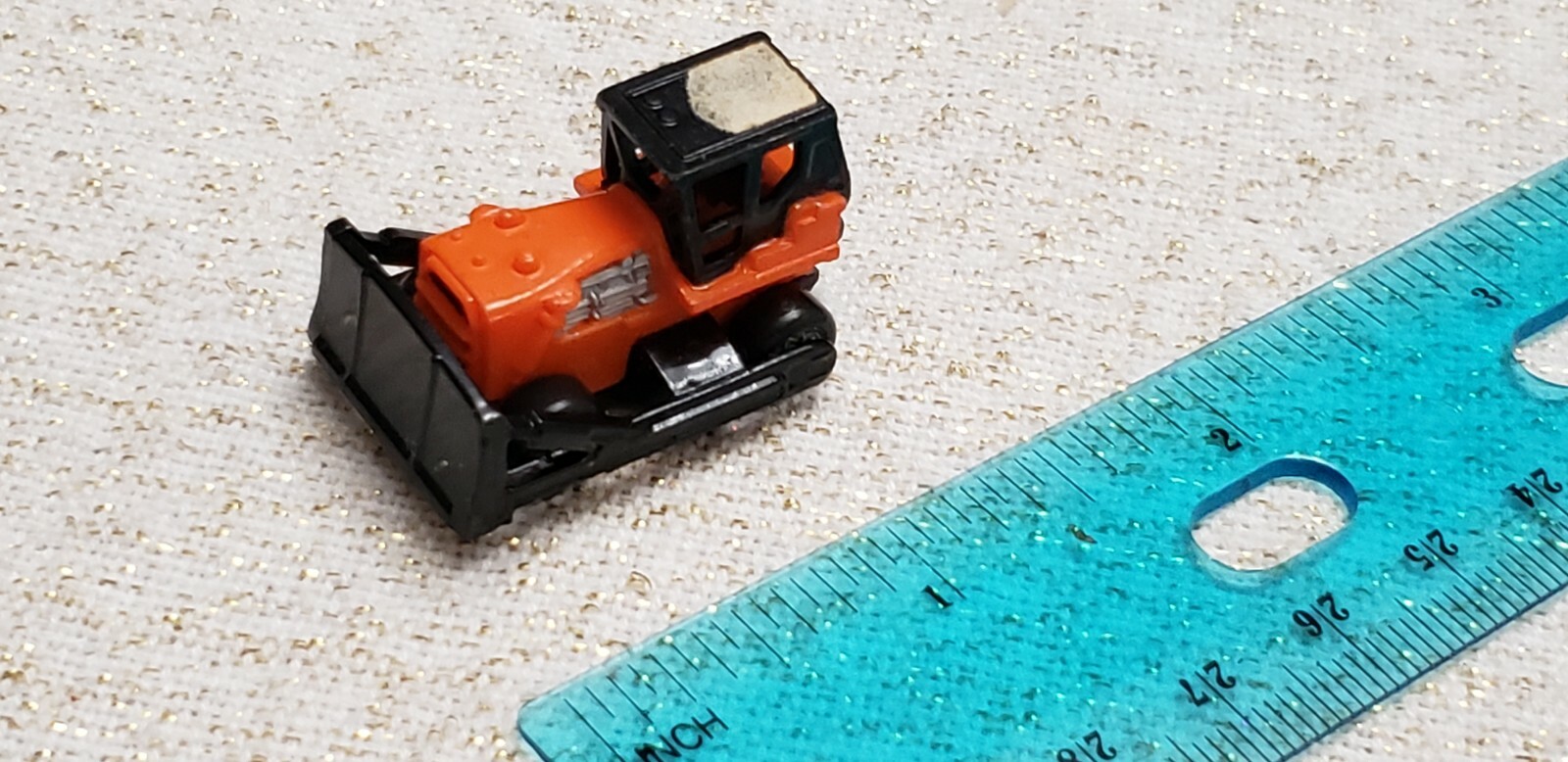 Micro Machines 1987 Galoob Bulldozer Orange Construction Equipment Doosan Like