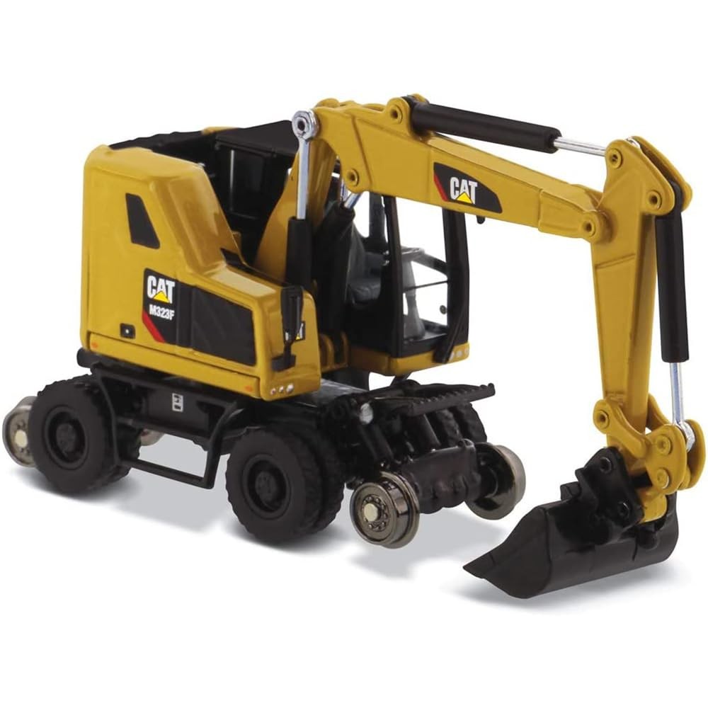 1:87 Caterpillar M323F Railroad Wheeled Excavator – Cat Yellow Version