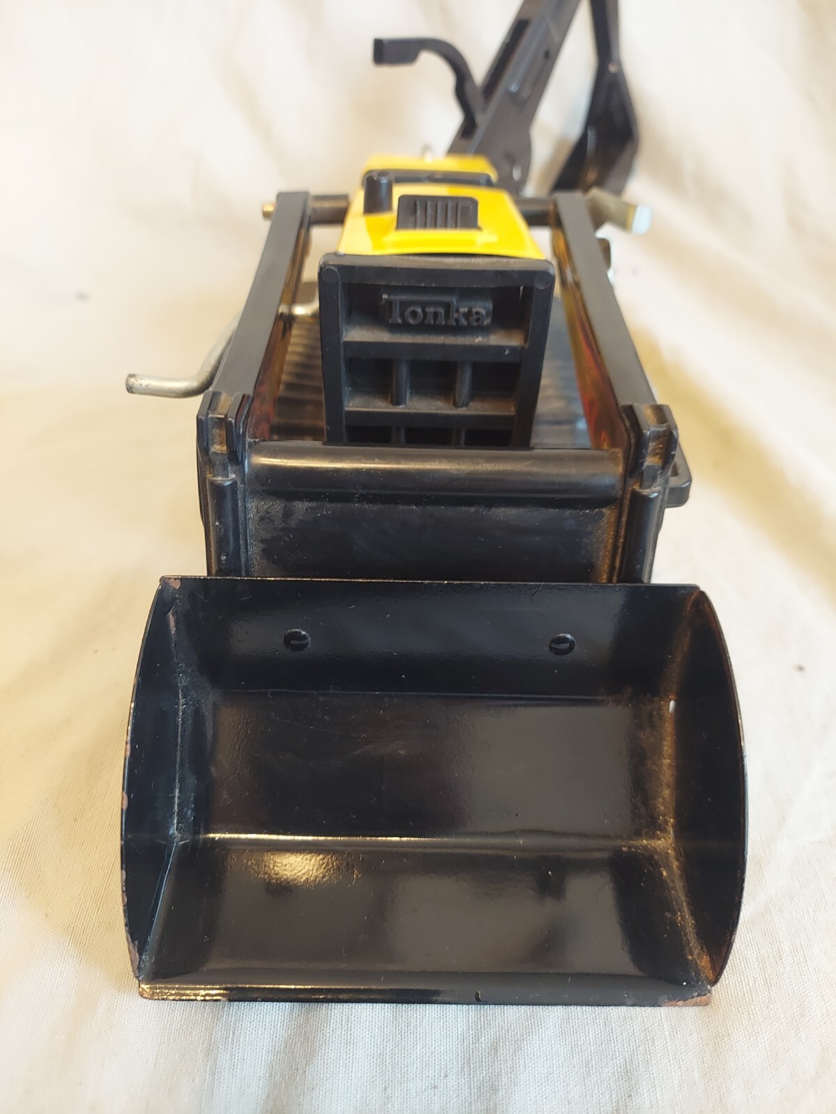 Tonka Trax Backhoe & Front End Loader Yellow Tractor Classic Metal Vintage Toy